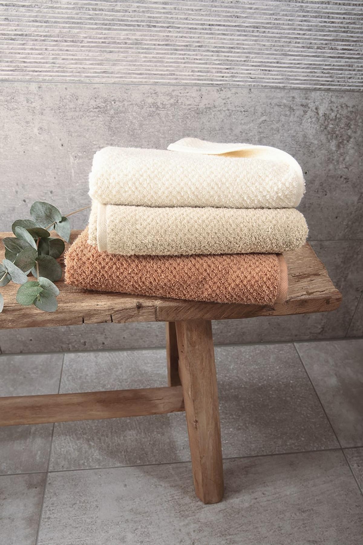 RĘCZNIK PURE UNI - beżowy/kolor naturalny, Basics, tkanina (50/100cm) - Cawoe