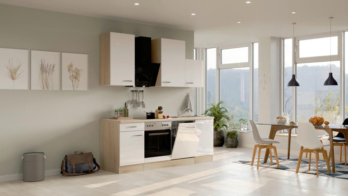 Kuhinjski Blok Venezia Valero - barve nerjavečega jekla/bela, Moderno, kovina/leseni material (220cm) - FlexWell