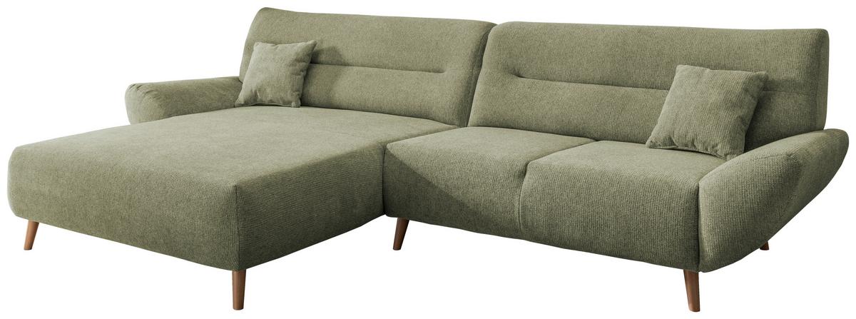Wohnlandschaft Drago Grün Chenille - Wildeiche/Grün, MODERN, Holz/Textil (166/290cm) - MID.YOU