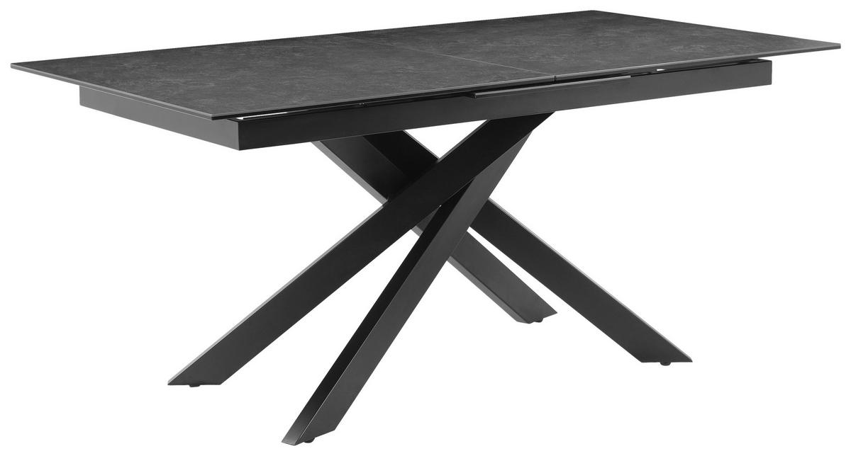Raztegljiva Miza Lotus, Temno Siva, 168-210x90 - siva/črna, Moderno, kovina/steklo (168-210/90/76cm) - P & B