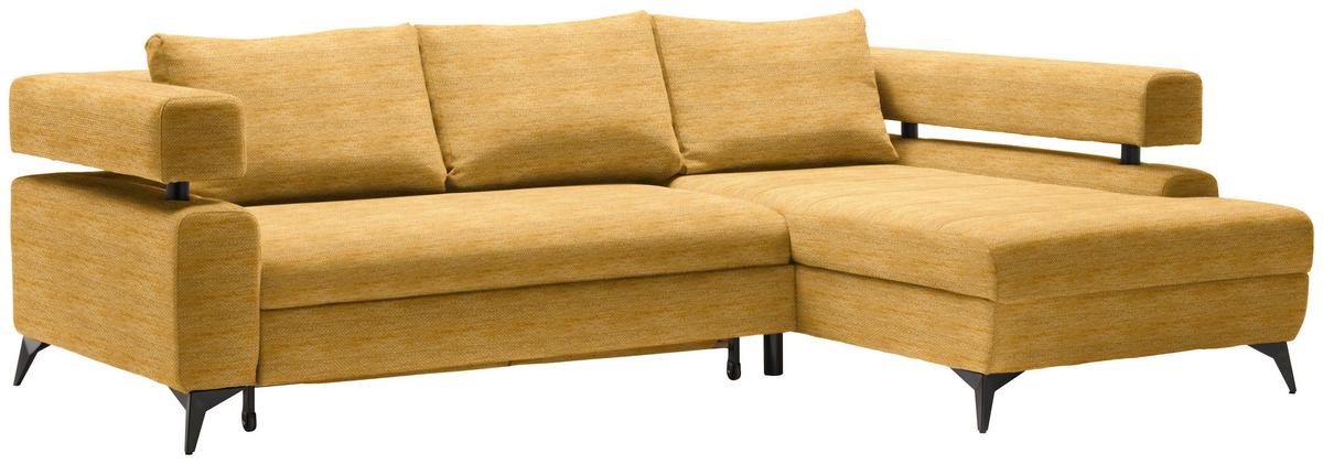 Kutna Garnitura Rosalie - curry žuta/crna, Konvencionalno, tekstil/metal (265/75-89/184cm) - Modern Living