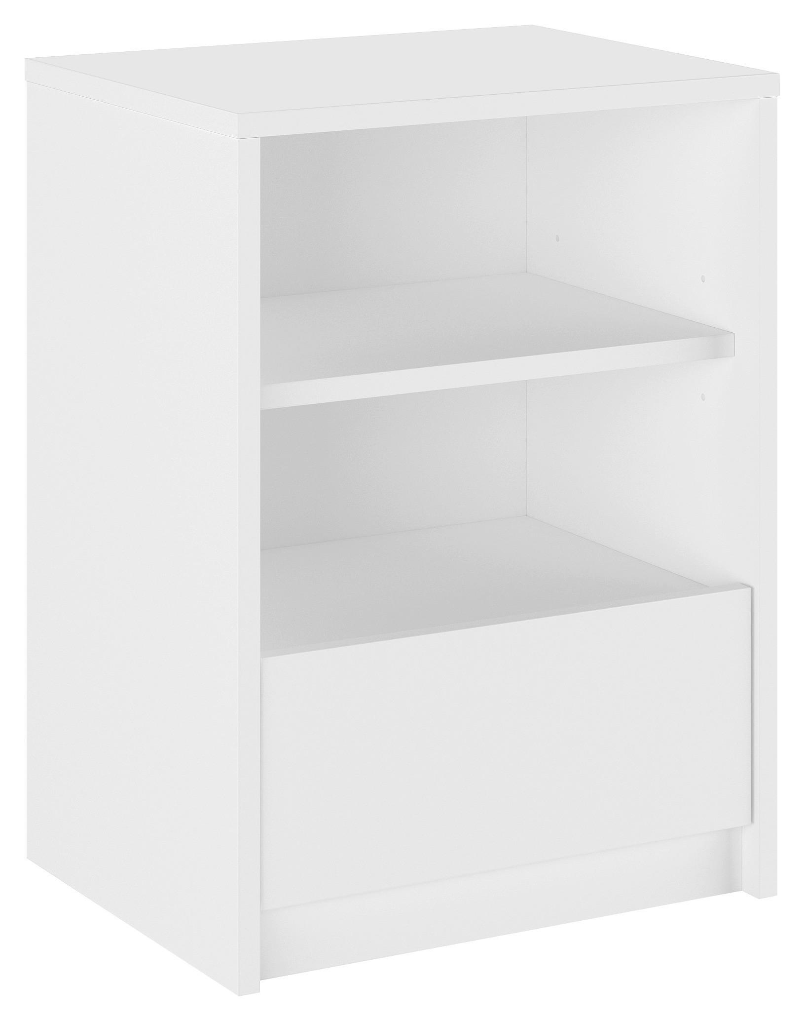 Nachtkästchen Arven Weiß - Weiß, MODERN, Holzwerkstoff (41/32,8/56,2cm) - Mömax