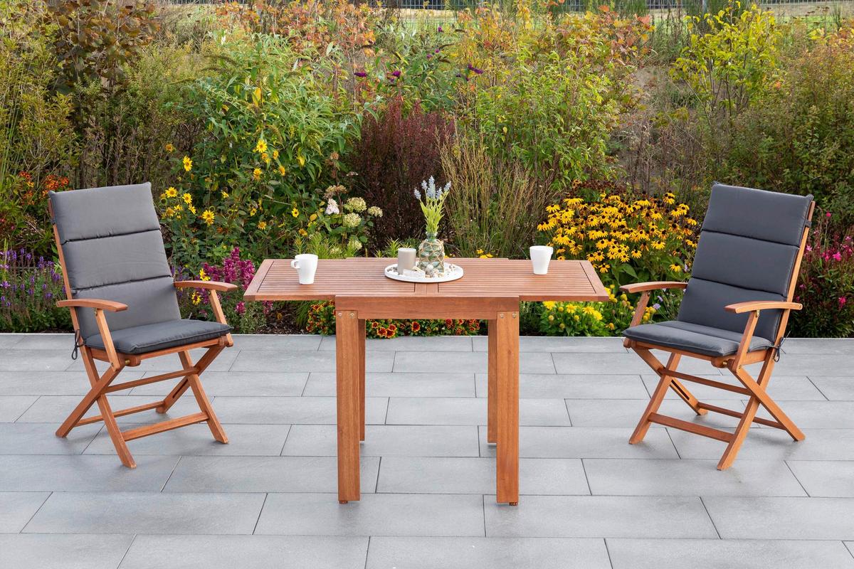 Gartentischgruppe Comodoro 5-tlg. Echtholz/Grau - Eukalyptusholzfarben/Grau, KONVENTIONELL, Holz/Textil - Gardenson