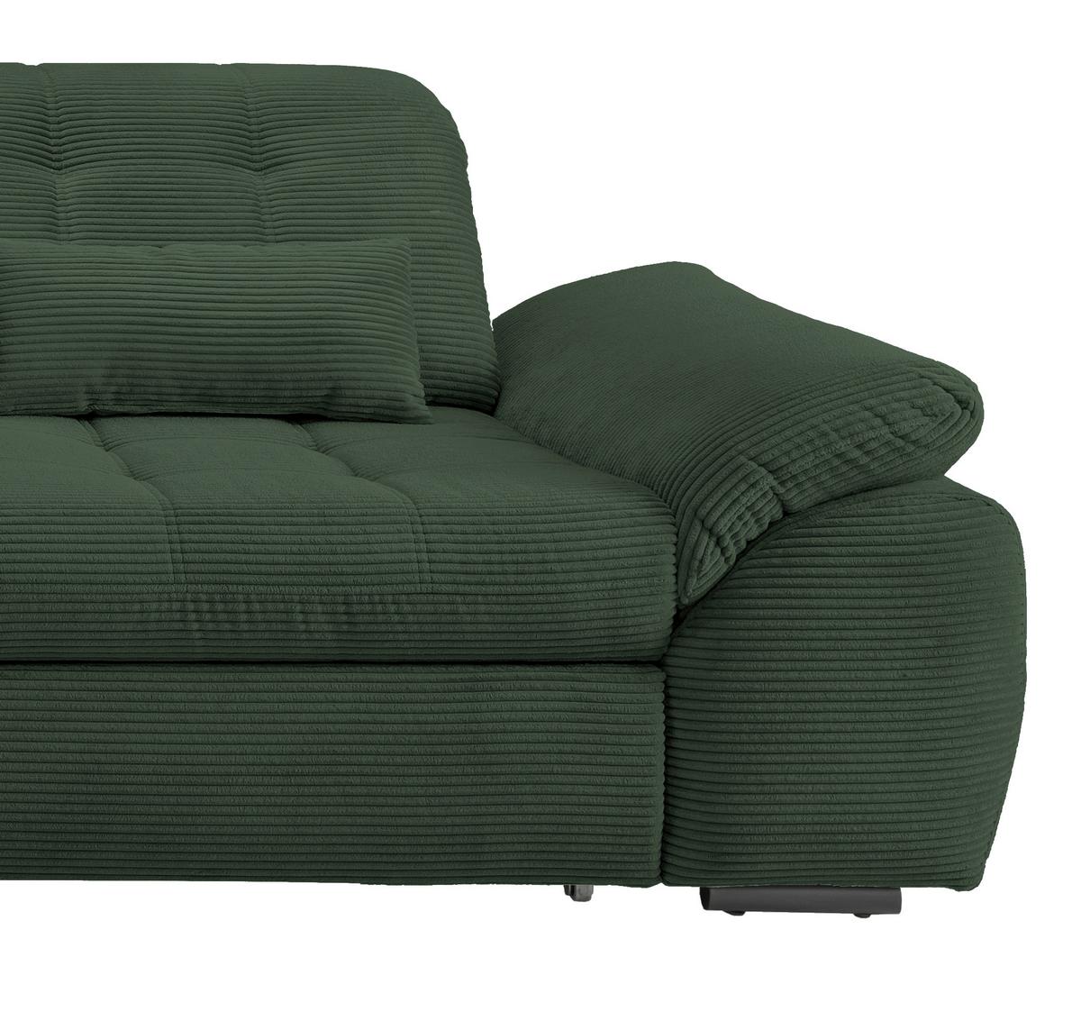 Ecksofa mit Bettkasten Rigatti ca. 184x314 cm Dunkelgrün - Dunkelgrün/Schwarz, MODERN, Textil/Metall (184/314cm) - Livetastic