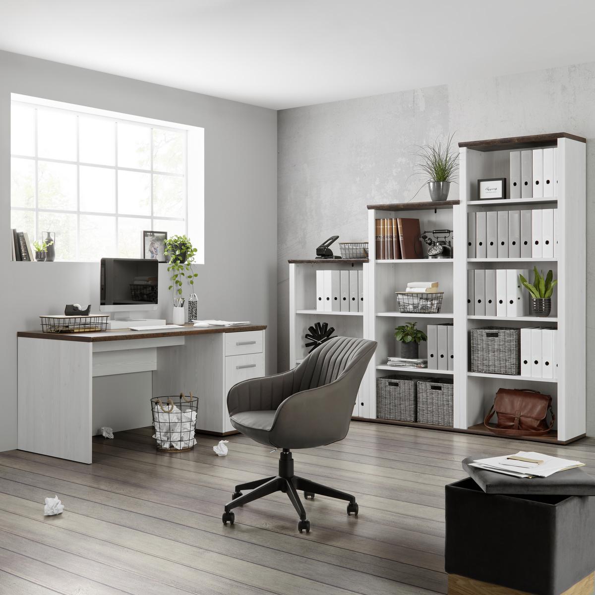 Regal in Weiss/Dunkelbraun - Weiss/Dunkelbraun, Romantik / Landhaus, Holzwerkstoff (76/202/38cm) - Zandiara