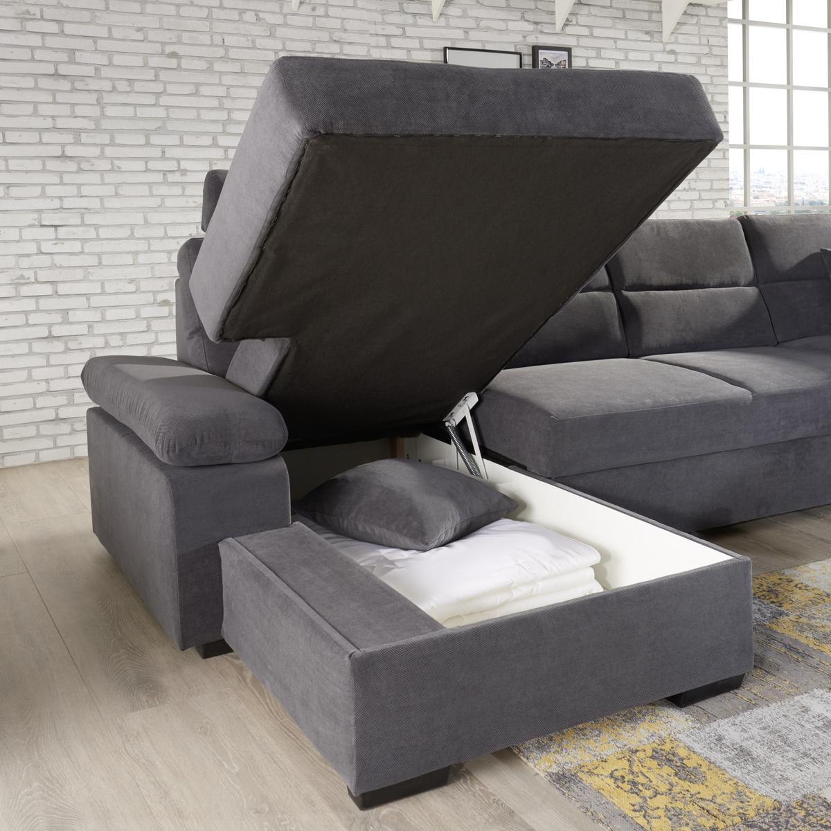 Funkcijska Sedežna Garnitura Norman, Z Ležiščem - temno rjava/antracit, Design, umetna masa/tekstil (166/319/183cm) - Mömax