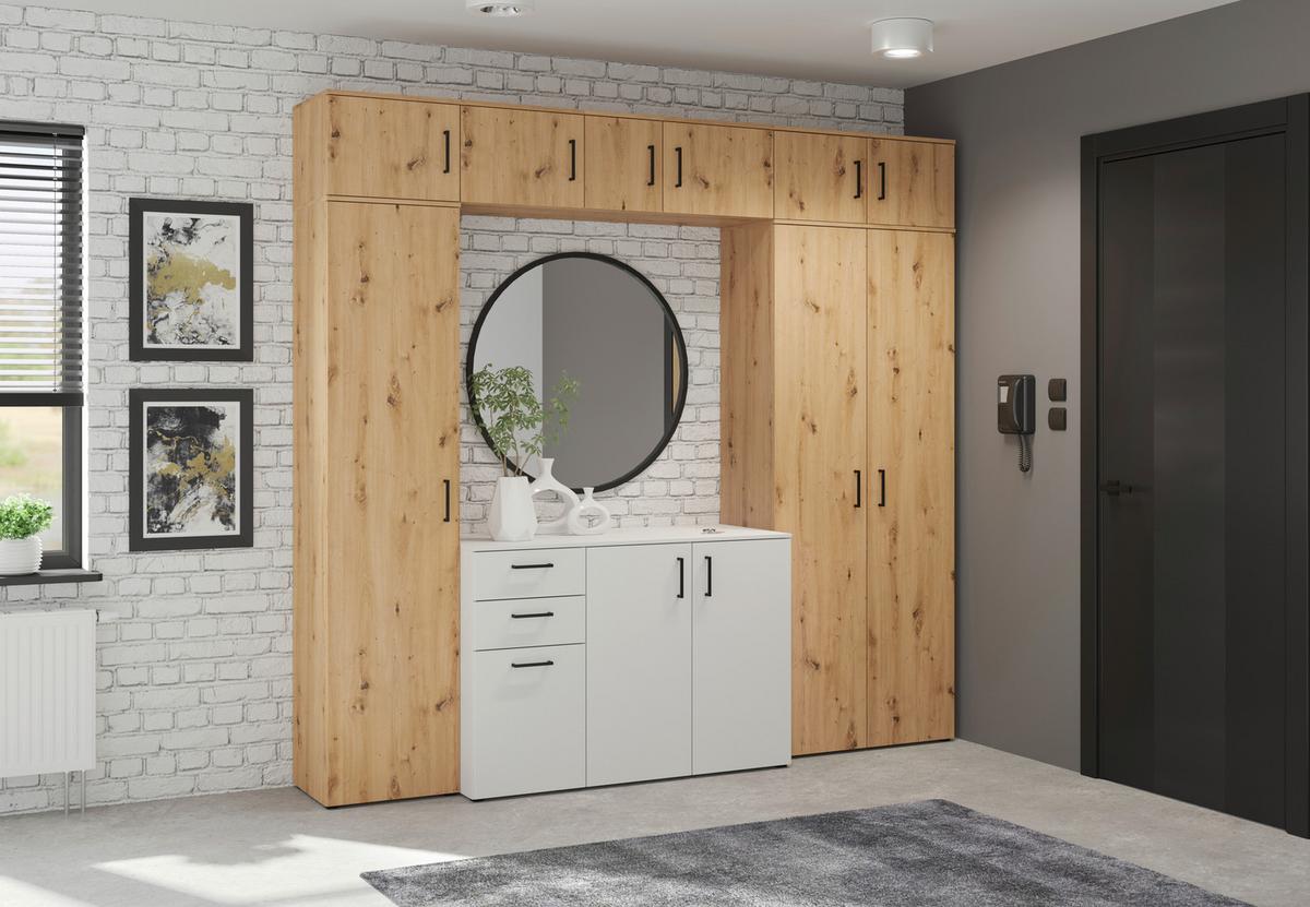 Schrank Multistauraum Eiche Artisan - Schwarz/Eiche Artisan, MODERN, Holzwerkstoff/Kunststoff (45/195/40cm) - Mömax