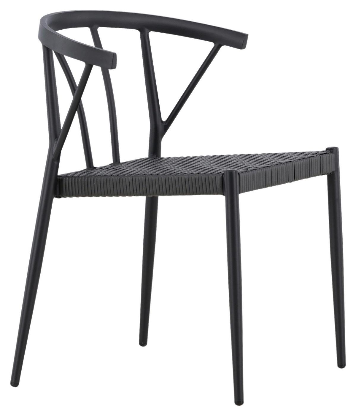 Gartenstuhl 6er-Set Stina ca. 47x79,5x49 cm Schwarz - Schwarz, KONVENTIONELL, Kunststoff/Metall (47/79,5/49cm) - Gardenson