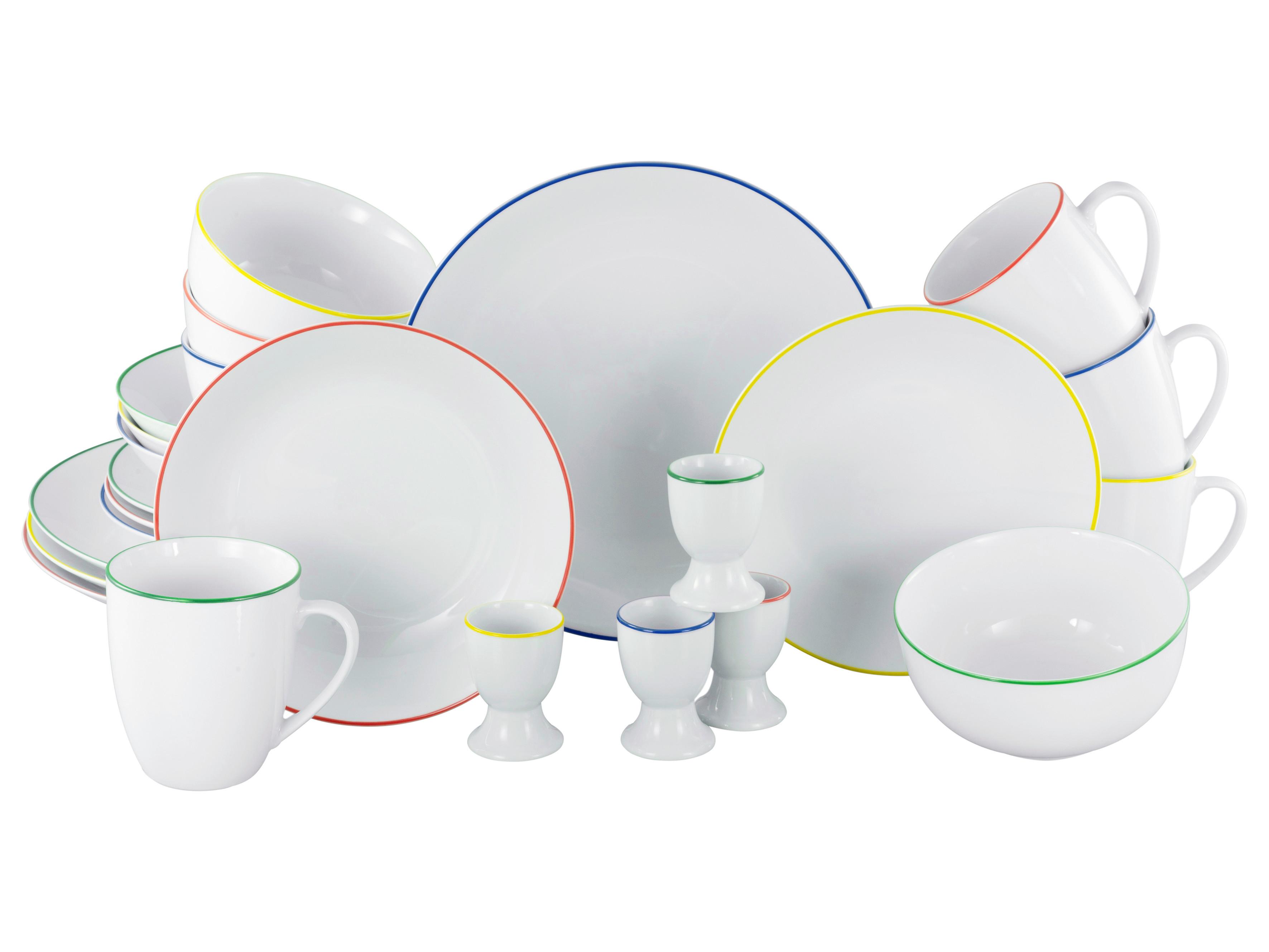 Kombiservice Luna Color Weiß/Multicolor, 24-teilig - Multicolor, Basics, Keramik - Creatable