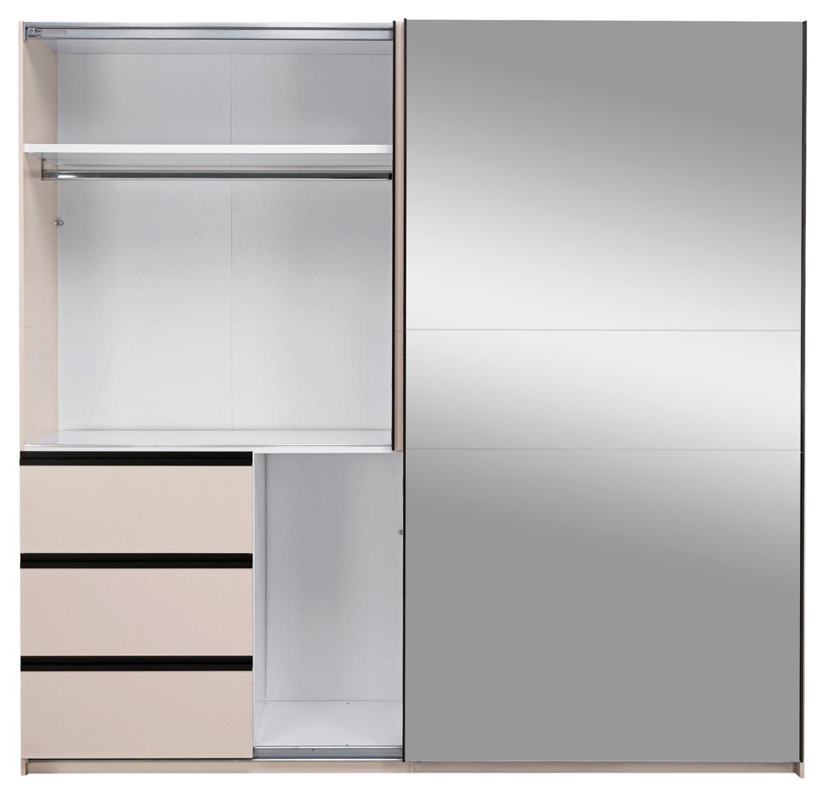 Omara Z Drsnimi Vrati Wilma, Kašmir - kašmir/črna, Moderno, kovina/leseni material (215/210/61,5cm) - P & B
