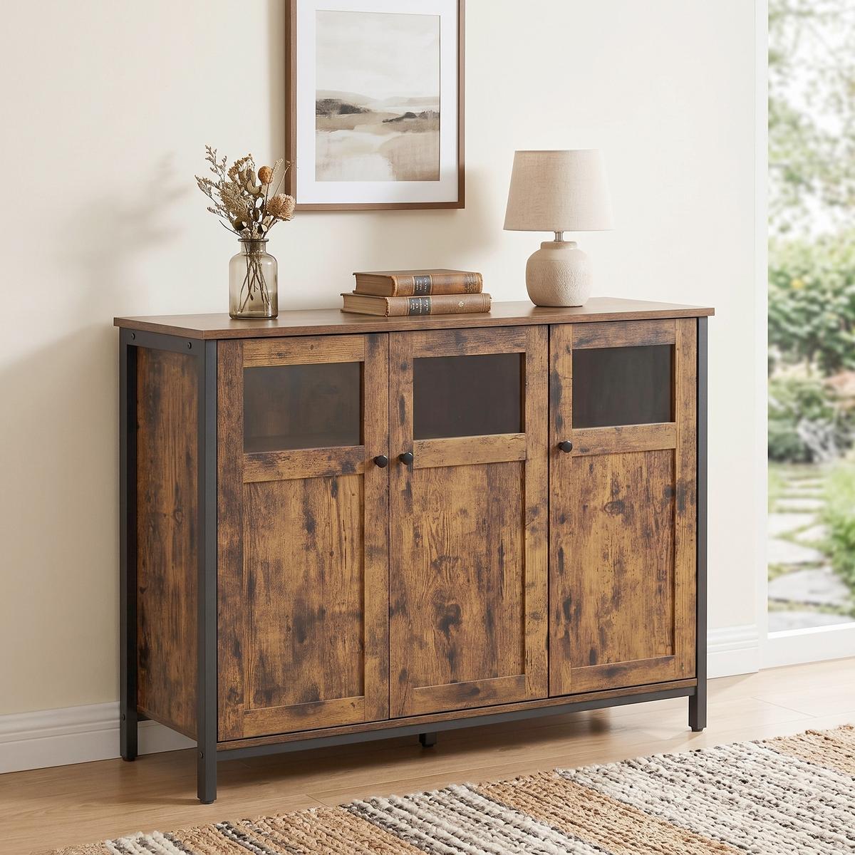 Sideboard in Dunkelbraun, Schwarz ca. 100x75x35 cm - Dunkelbraun/Schwarz, Trend, Holzwerkstoff (100/75/35cm) - MID.YOU