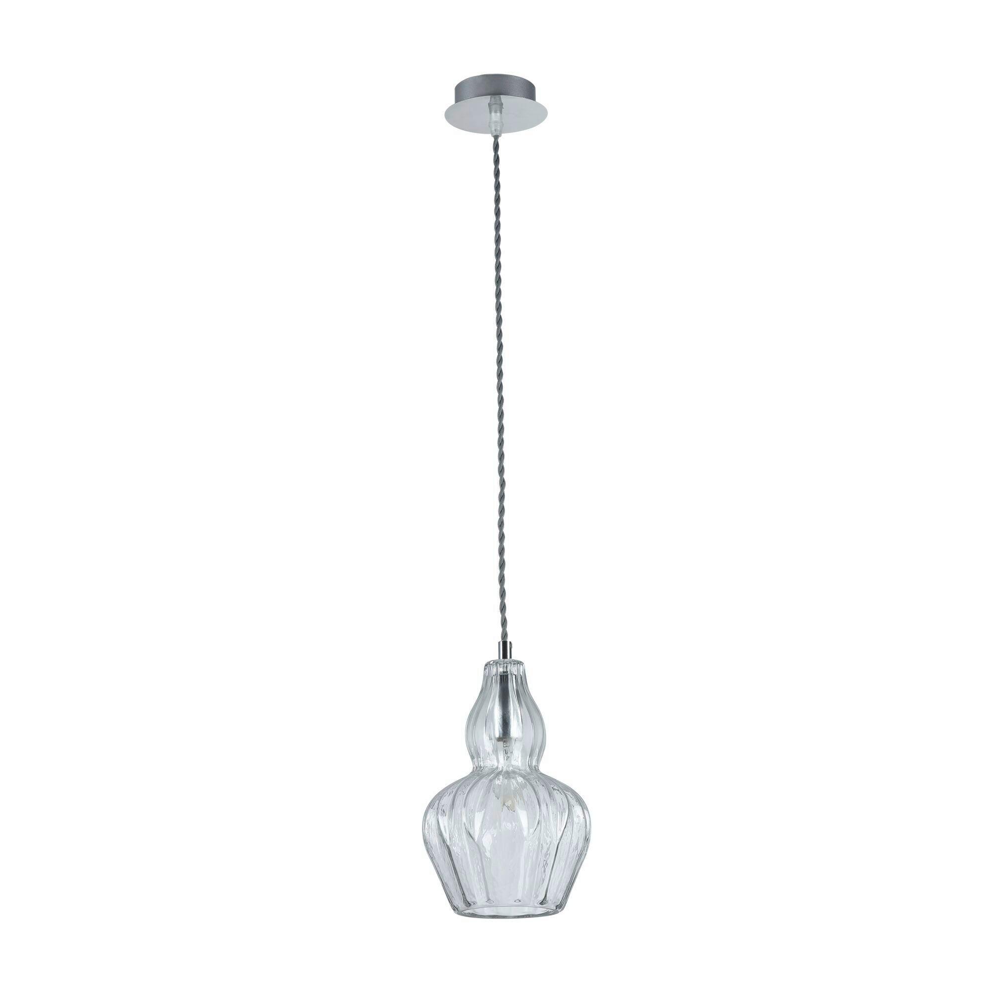 PENDELLEUCHTE EUSTOMA - Transparent/Nickelfarben, Trend, Glas/Metall (16/23cm) - MAYTONI