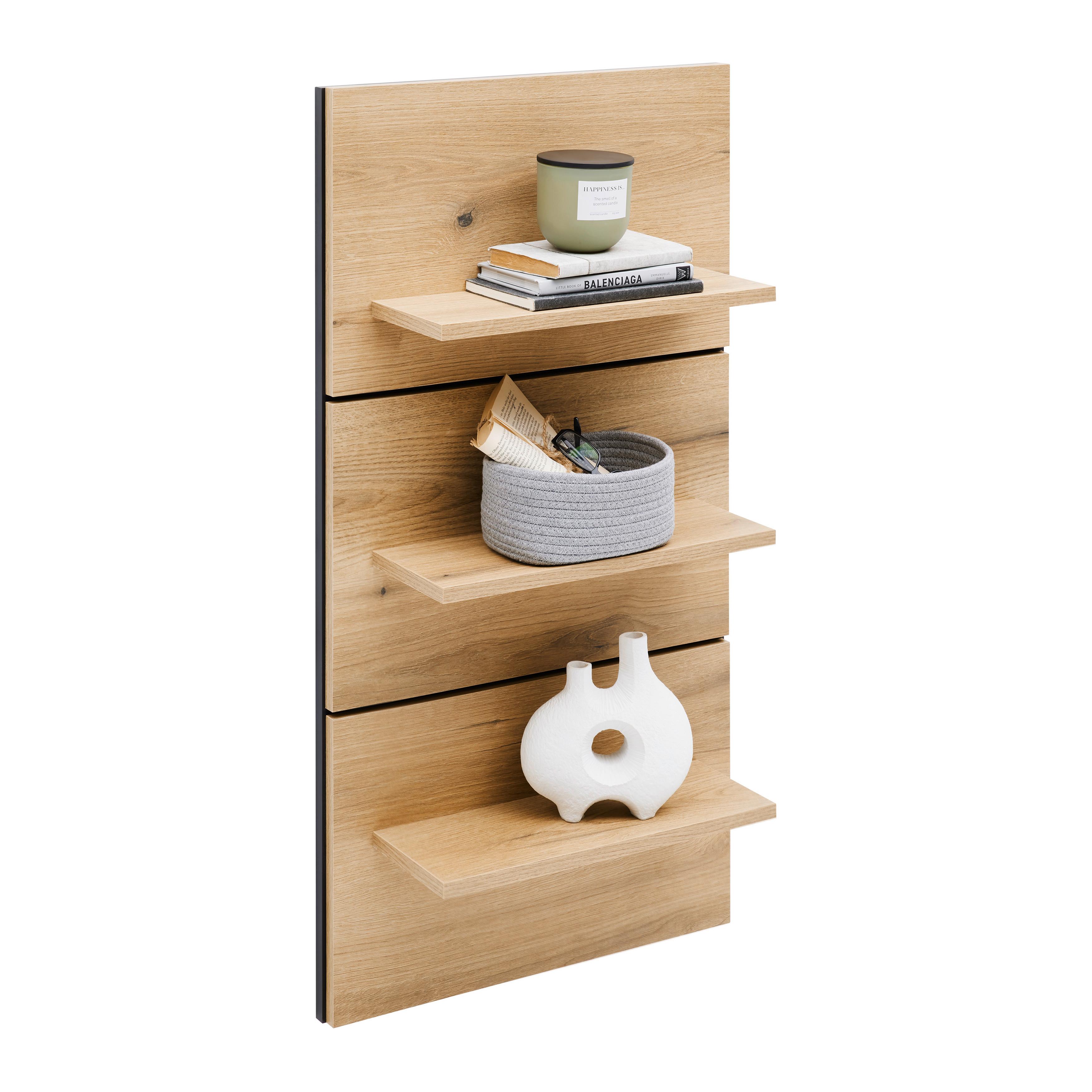 Wandboard Mateo Schwarz/Eichefarben - Eichefarben/Schwarz, MODERN, Holzwerkstoff (50/95,5/18,2cm) - Mömax