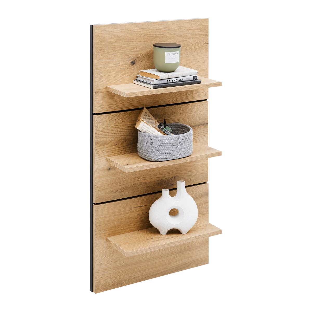 Wandboard Mateo Schwarz/Eichefarben - Eichefarben/Schwarz, MODERN, Holzwerkstoff (50/95,5/18,2cm) - Mömax