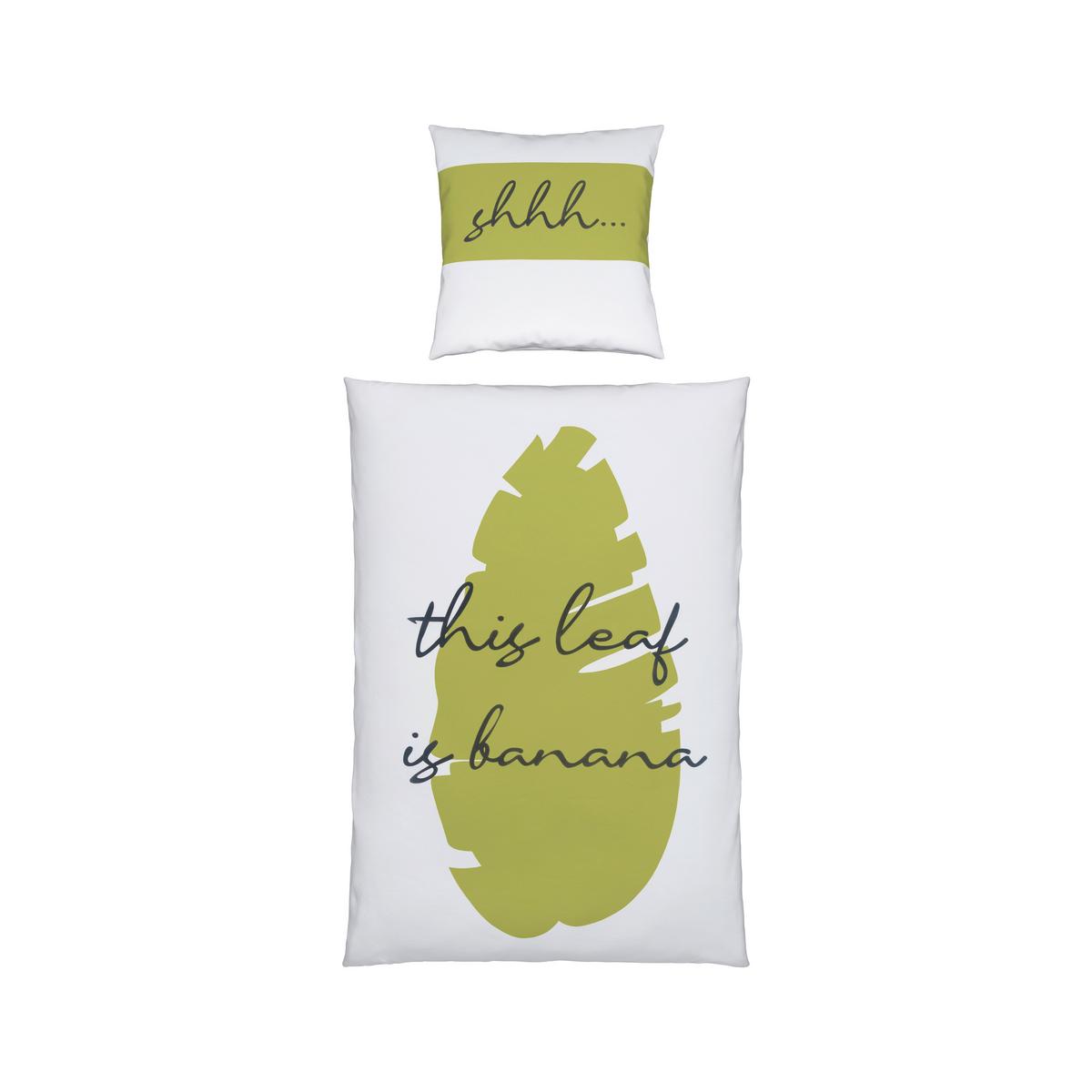 Ágyneműhuzat-garnitúra Kétodalas Oliveio - fehér/zöld, Lifestyle, textil (140/200cm) - Bessagi Home