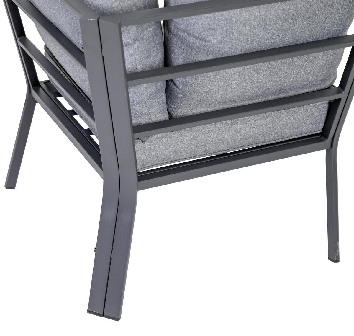 Loungegarnitur 4-tlg Amsterdam aus Aluminium mit Glasplatte - Anthrazit, Basics, Glas/Textil (131,5/77/72cm) - Gardenson