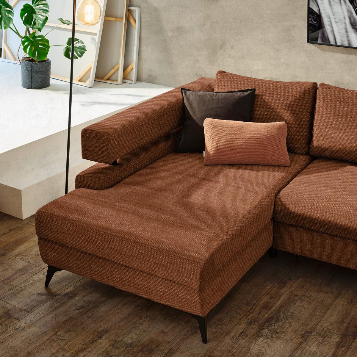 Kutna Garnitura Rosalie - konjak/crna, Konvencionalno, tekstil/metal (184/265cm) - Modern Living