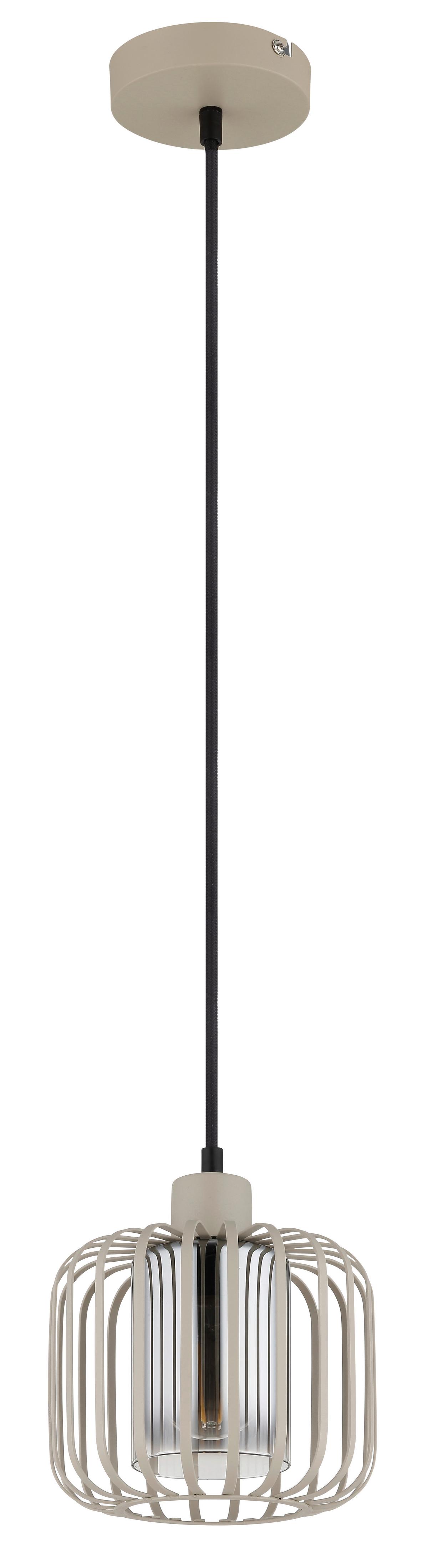 HÄNGELEUCHTE 15758H GREYS - Sandfarben/Klar, Design, Glas/Textil (18/120cm) - Globo