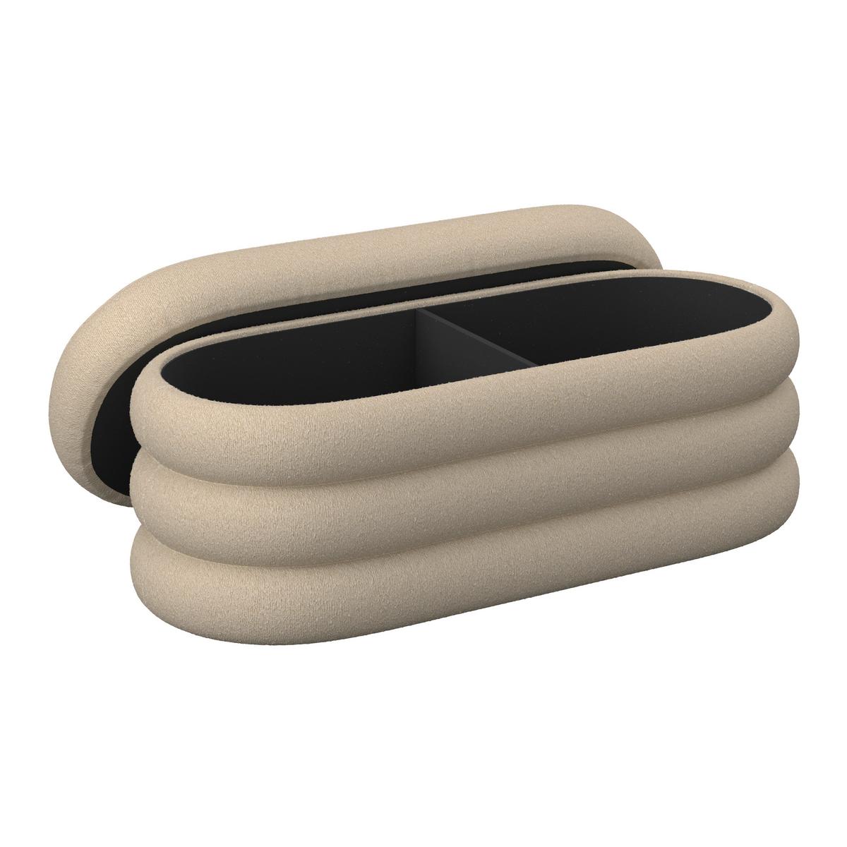 Hockerbank Lorena Braun Boucle Gepolstert mit Stauraum - Braun, MODERN, Holz/Textil (110/47/45cm) - Bessagi Home