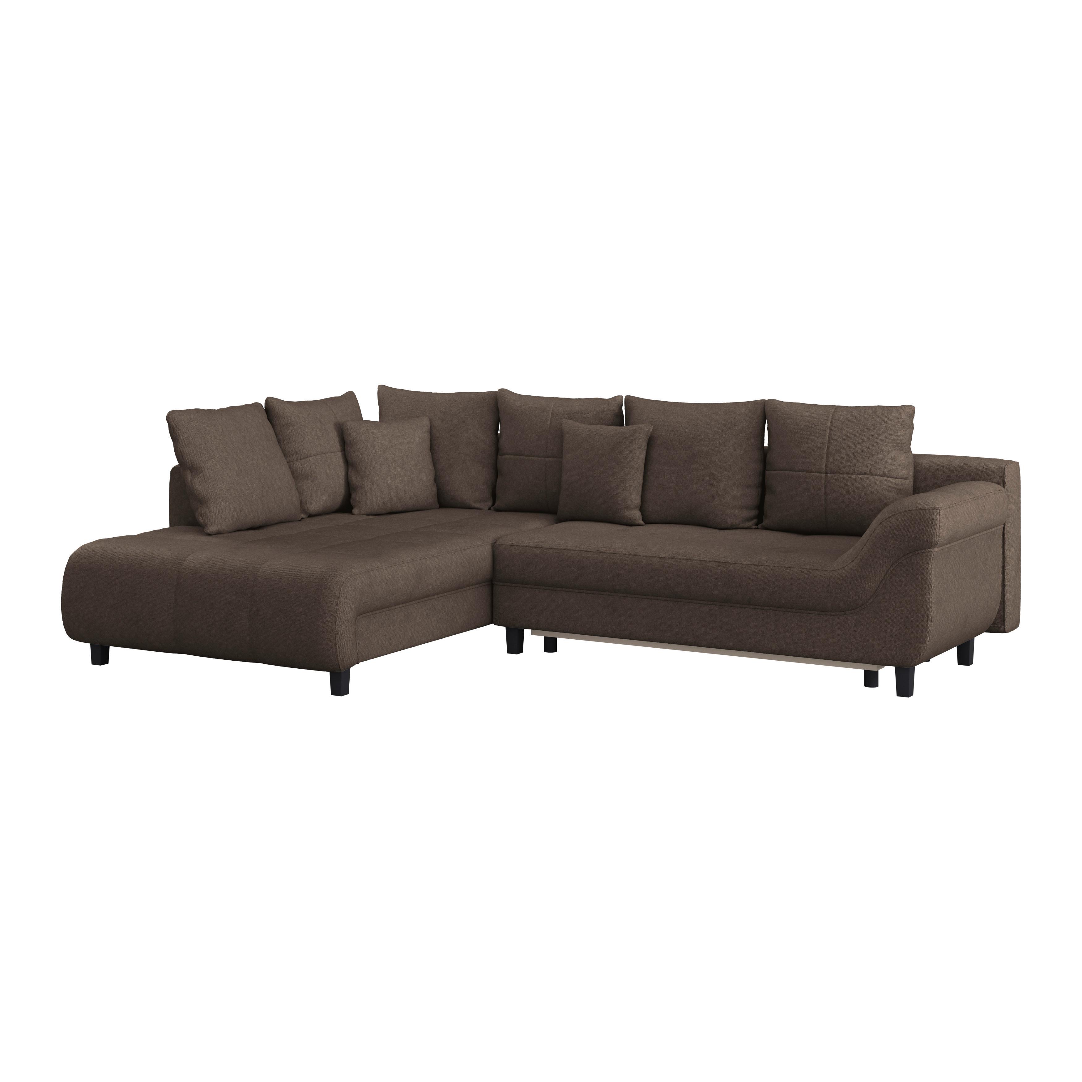 Kutna Garnitura Mendoza - tamno smeđa/crna, Design, tekstil/drvo (197/309cm) - Modern Living