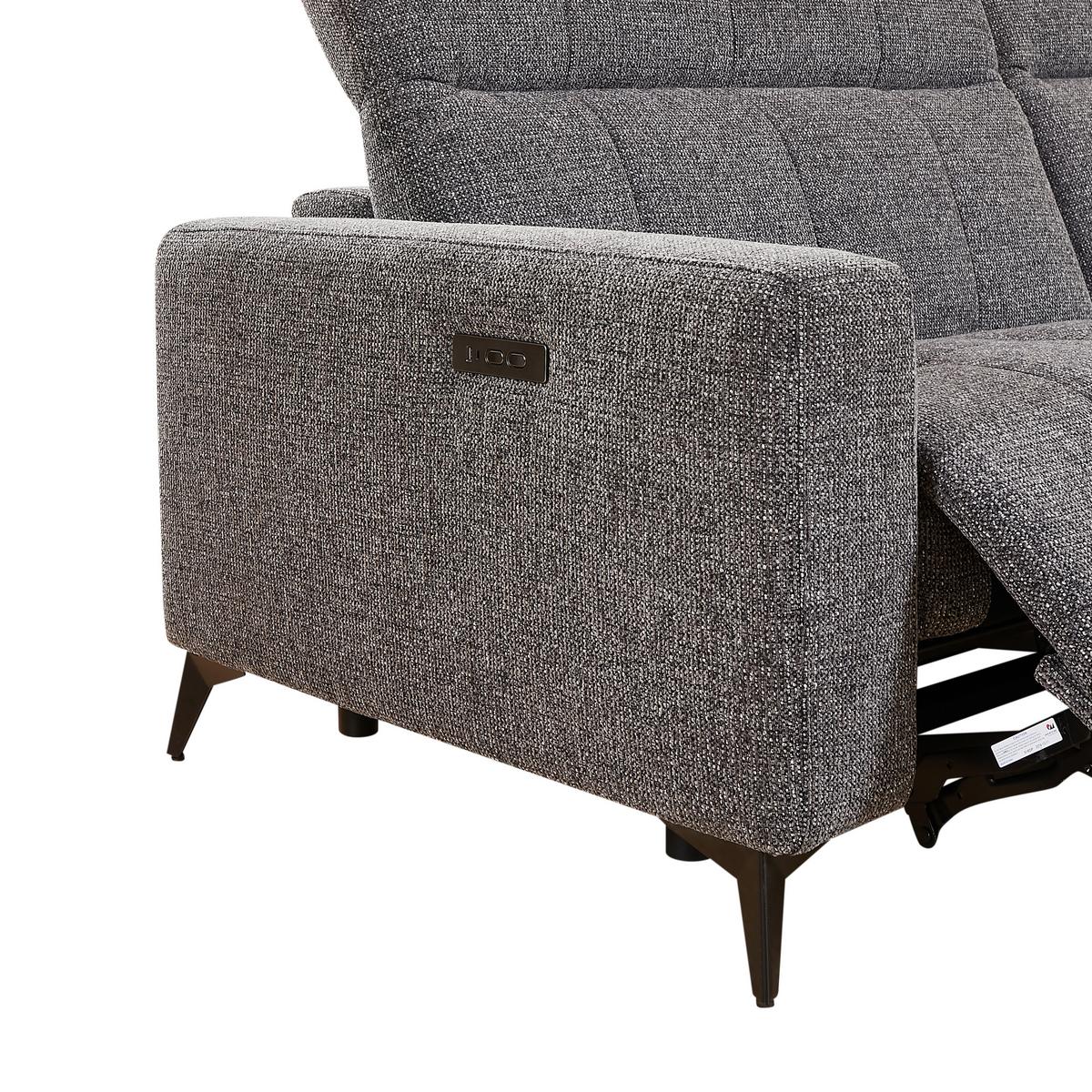 Wohnlandschaft Milano Graphitfarben - Graphitfarben/Schwarz, Modern, Holz/Textil (254/82-105/177cm) - Based