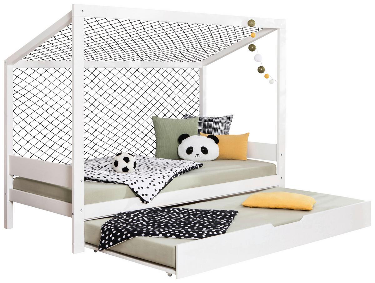 Raztegljva Postelja Soccer, Bela, Pravi Les, 90x200cm - bela, Moderno, tekstil/les (90/200cm) - MID.YOU