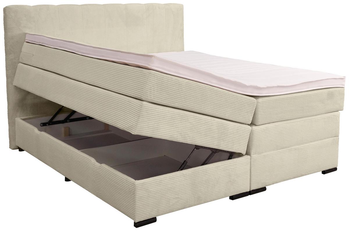 Boxspringbett Malaga ohne Fußteil Beige ca. 160x200cm - Beige/Silberfarben, KONVENTIONELL, Holz/Holzwerkstoff (160/200cm) - Premium Living