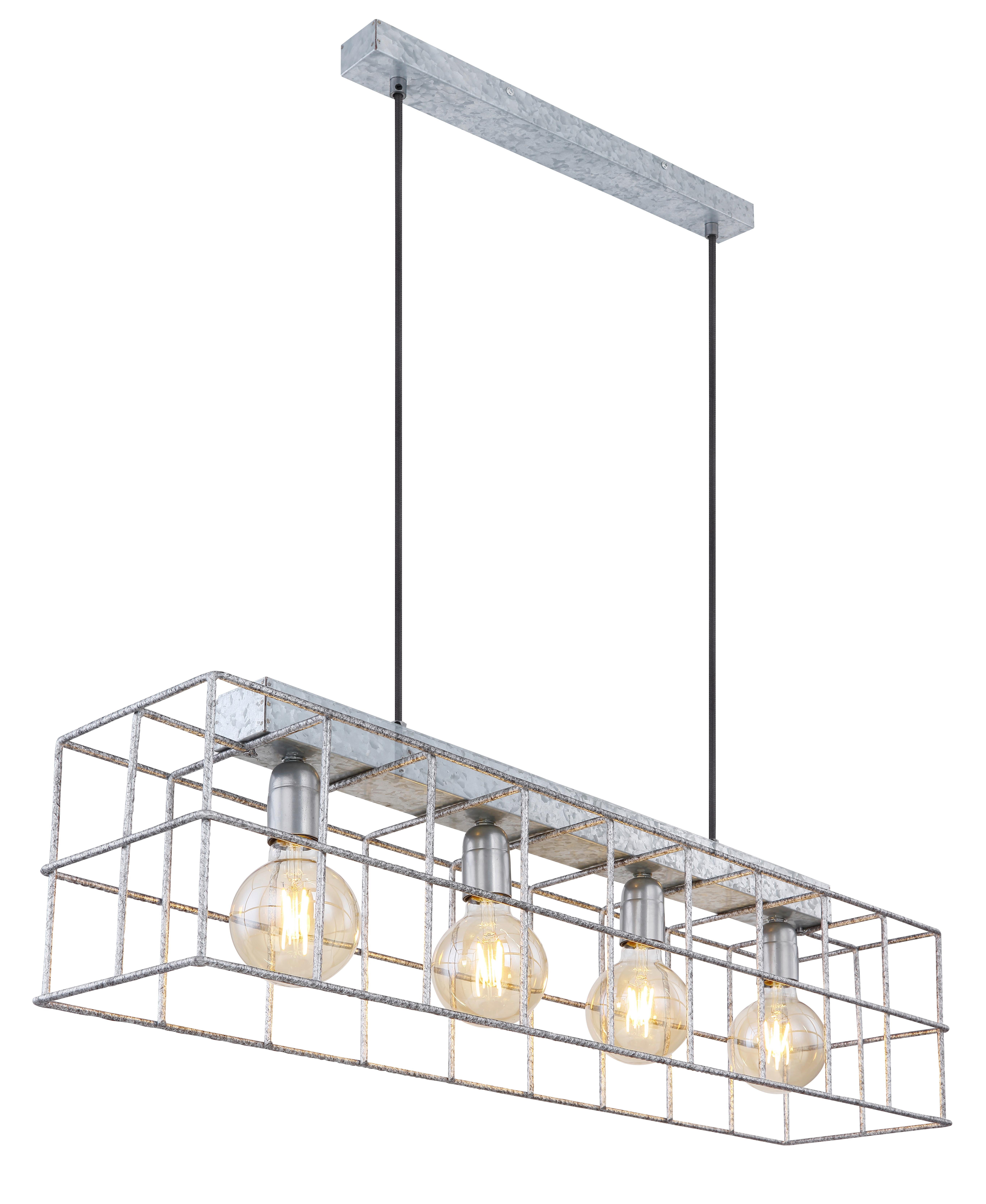 Hängeleuchte Merril Zinkfarben max. 60 Watt - Zinkfarben, Design, Metall (90/20/150cm) - Globo