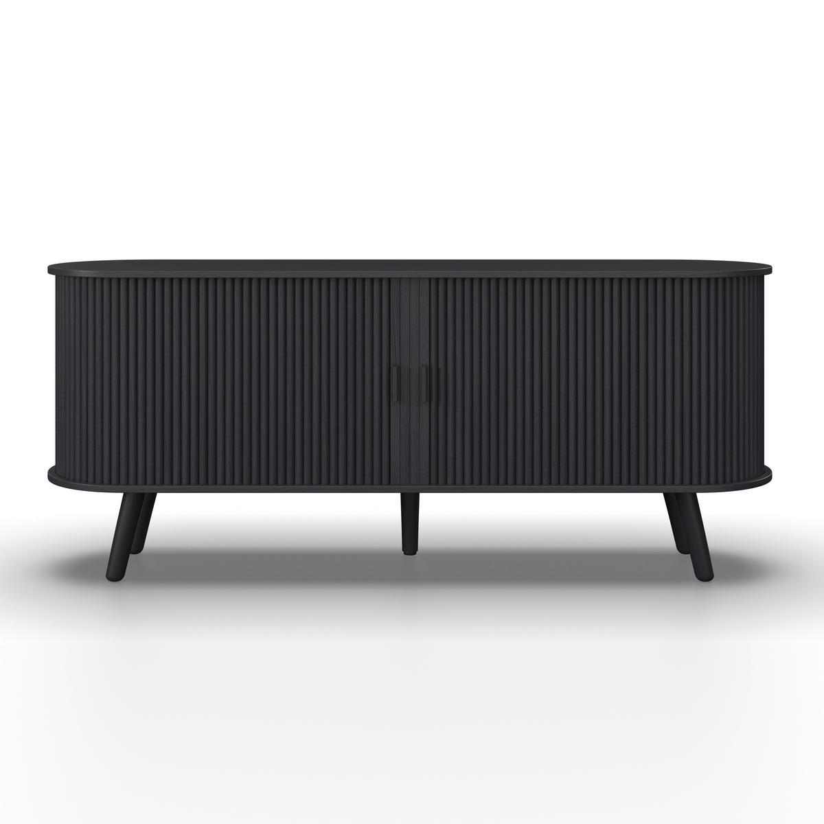 Sideboard Ennio Schwarz Echtholz/MDF - Schwarz, MODERN, Holz/Holzwerkstoff (160/80/40cm) - Bessagi Home