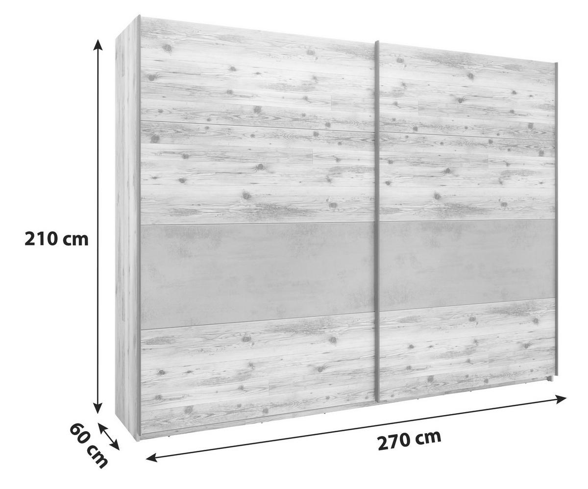 Ormar S Kliznim Vratima Alicante - siva/boje smreke, Moderno, drvni materijal/metal (270/210/60cm) - Modern Living