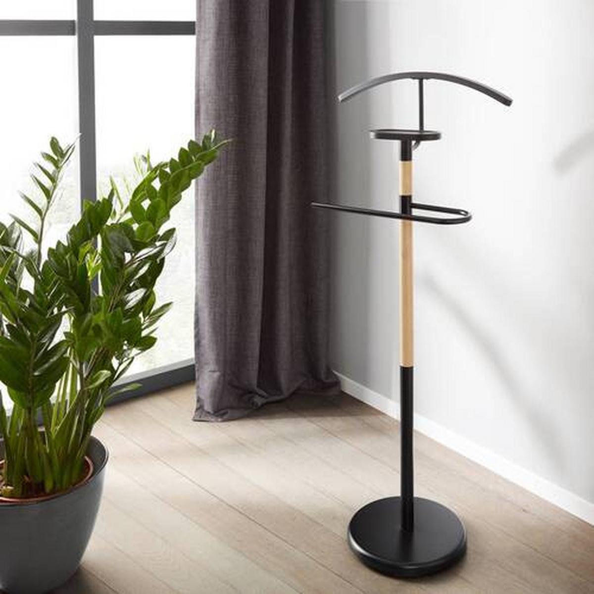 Vješalica Za Odijela Micha - prirodne boje/crna, Konvencionalno, drvo/metal (46,5/112/28,5cm) - Modern Living
