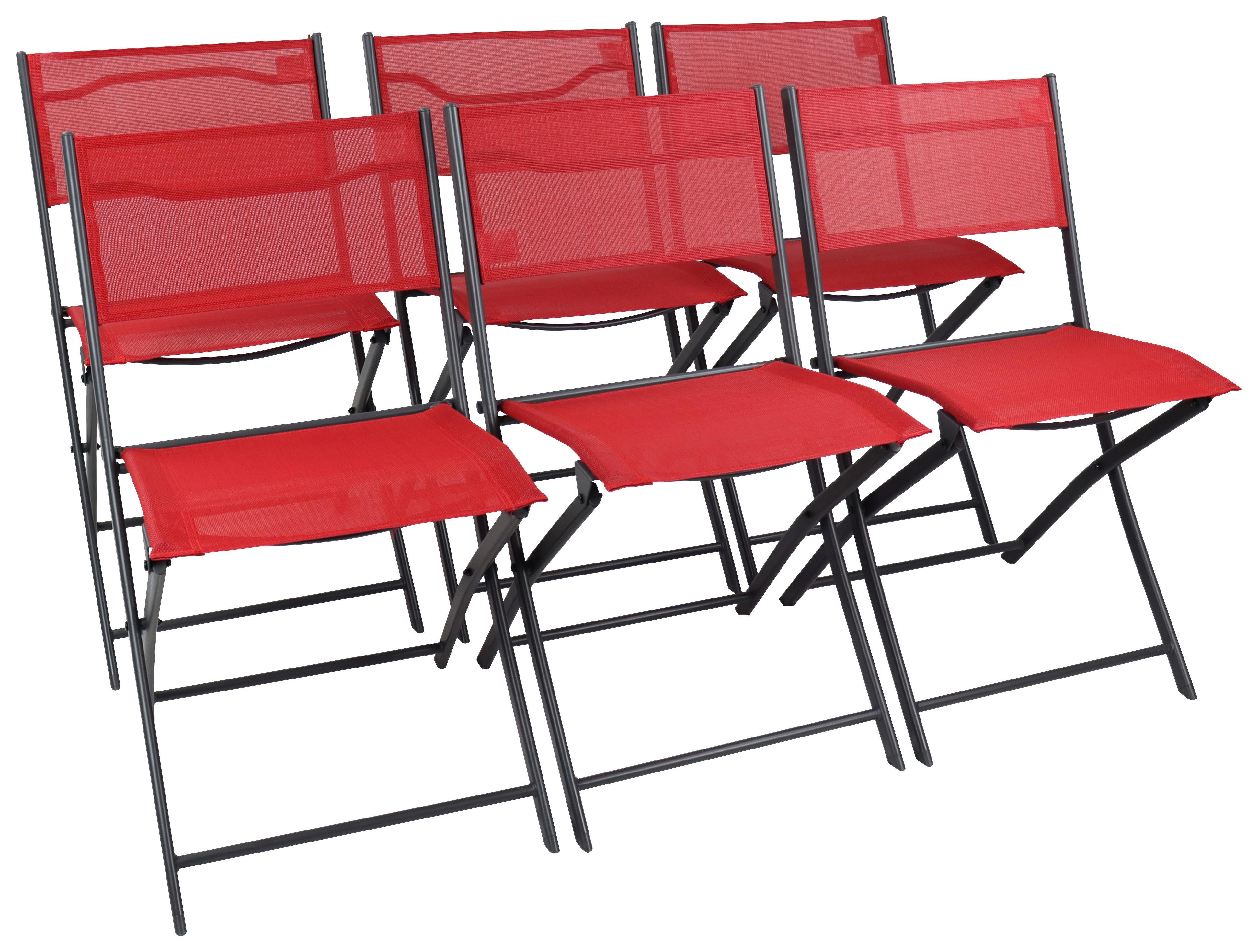 Set Vrtnih Stolov Sumila, Rdeča, 6-Delni - rdeča/črna, Moderno, kovina/tekstil (79/45/46cm) - Ambia Garden