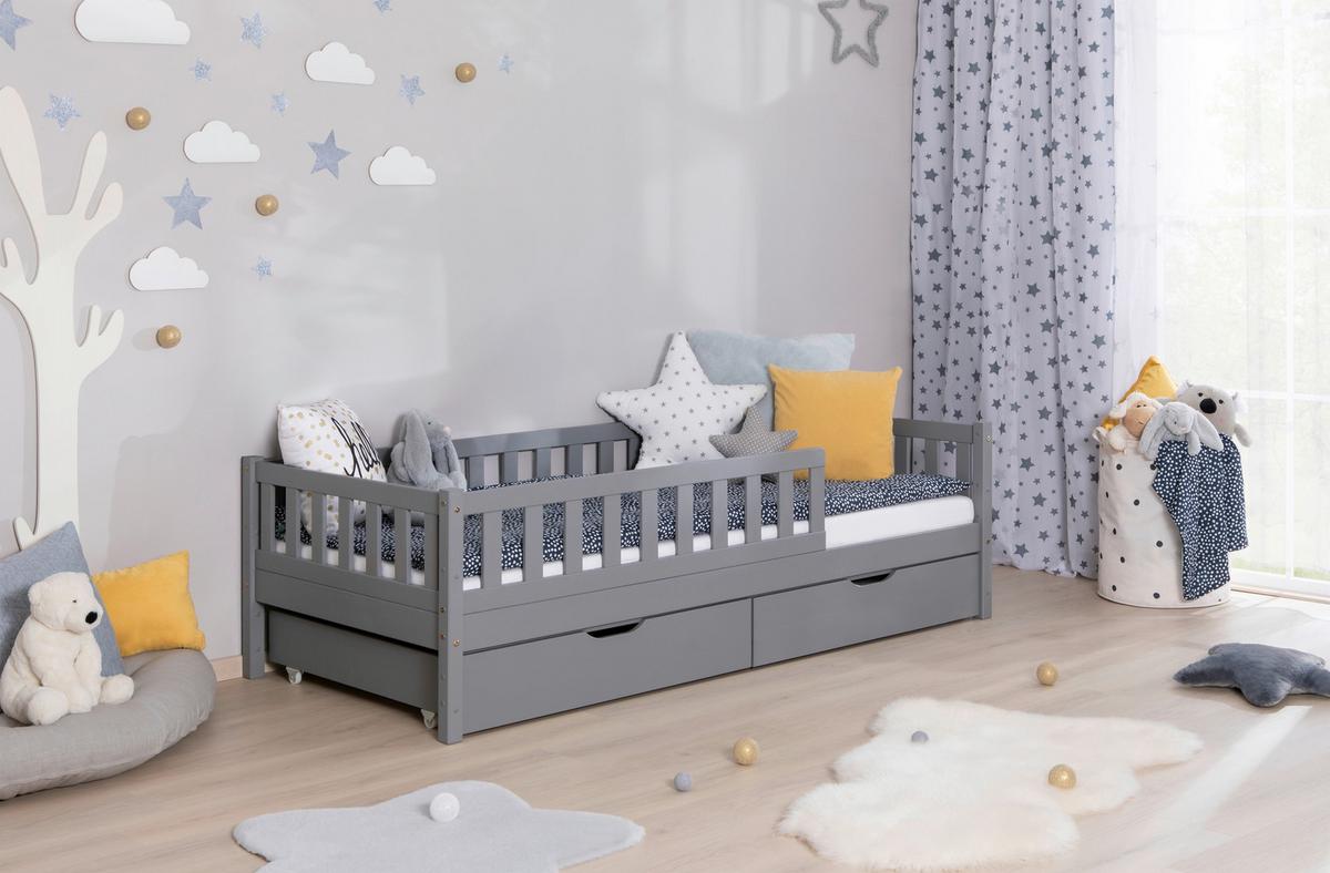 Hausbett Lou ca. 90x200 cm Holz Hellgrau - Hellgrau/Naturfarben, MODERN, Holz (90/200cm) - MID.YOU