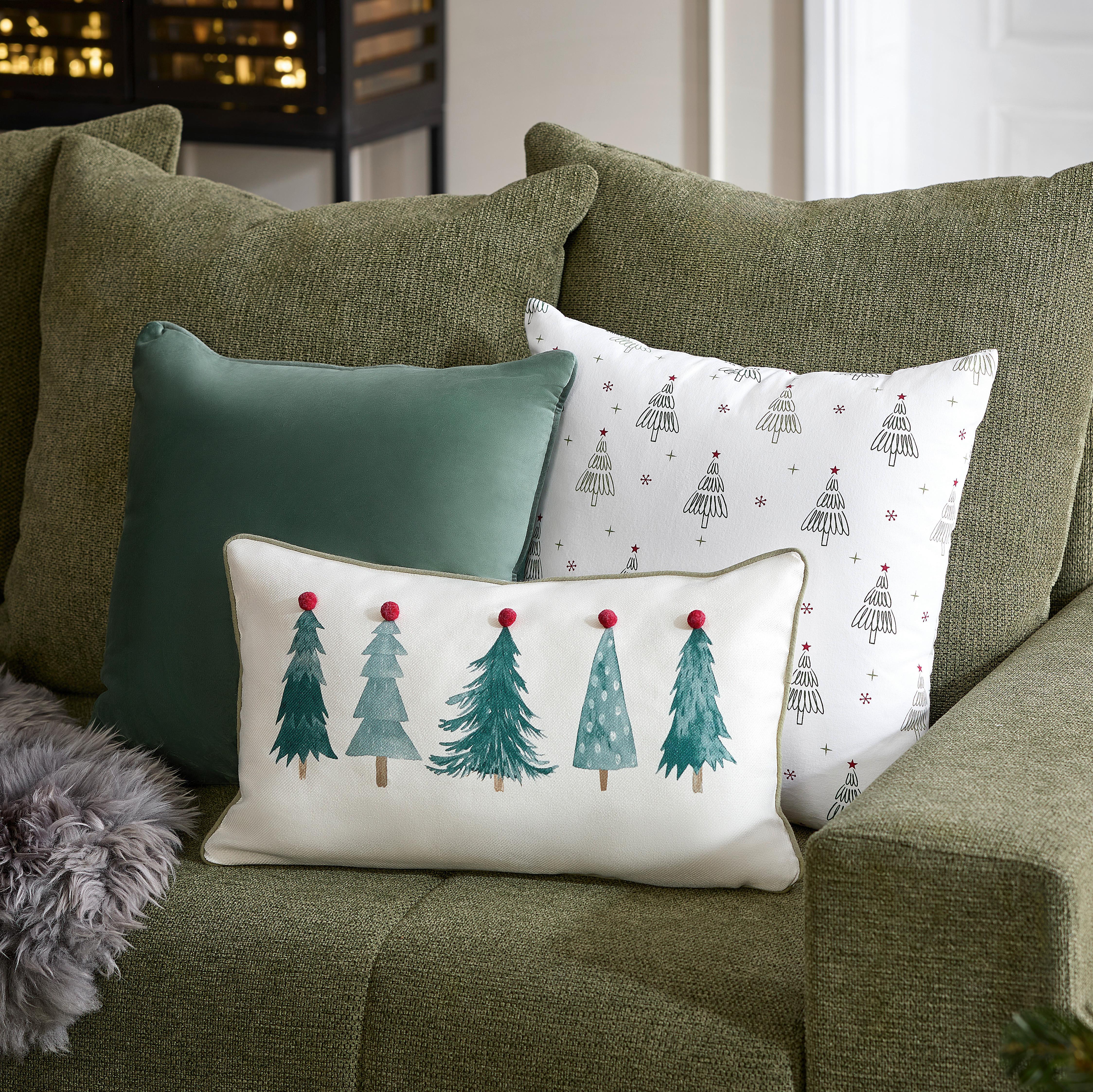 Zierkissen Bäume Weiß ca. 45x45cm - Weiß, KONVENTIONELL, Textil (45/45cm) - Mömax