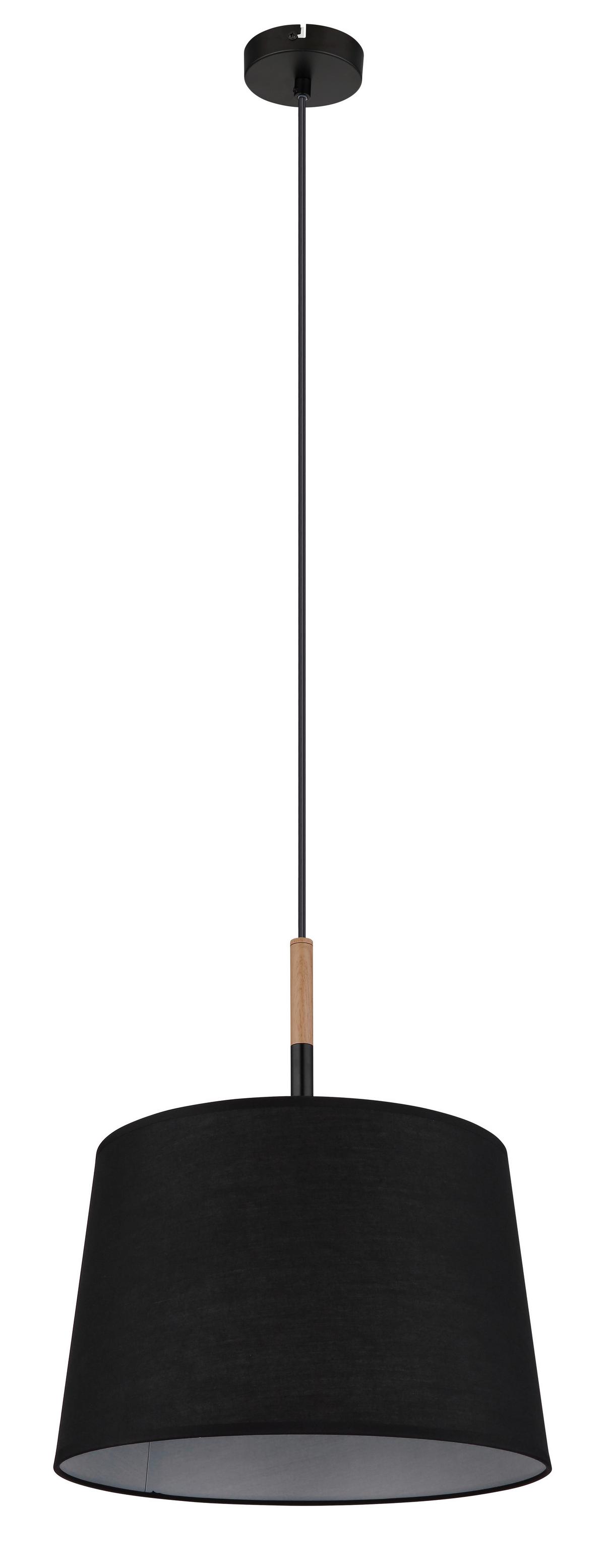 Hängeleuchte TL max. 40 Watt - Schwarz/Naturfarben, Basics, Holz/Textil (38/120cm) - Globo