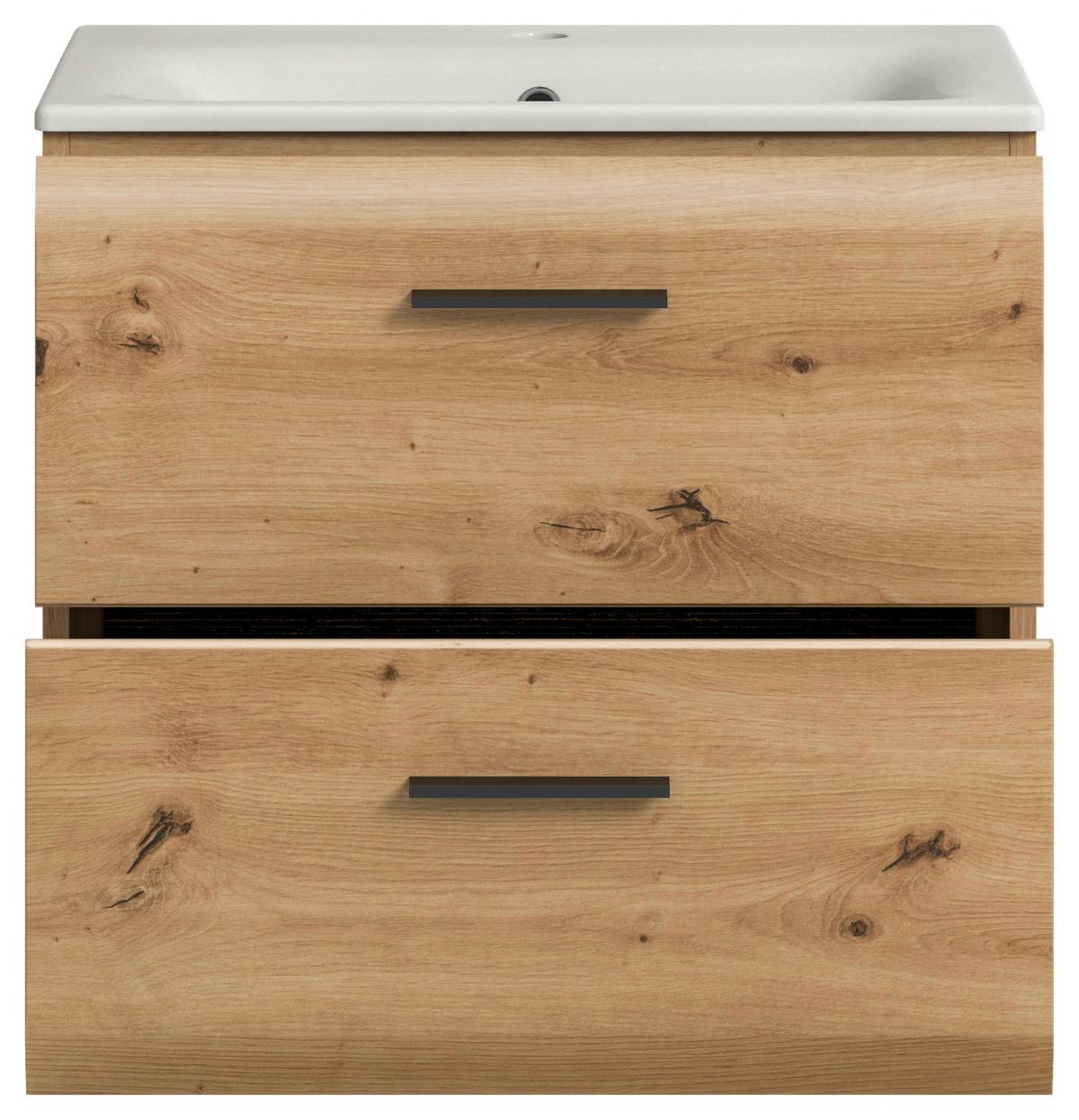 WASCHTISCHKOMBI ICE - Weiss/Eiche Artisan, Basics, Keramik/Holzwerkstoff (60cm) - MID.YOU