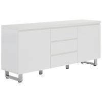 KOMODA SZEROKA SYDNEY - biały wysoki połysk/biały, Basics, materiał drewnopochodny/metal (167/74/42cm) - MID.YOU