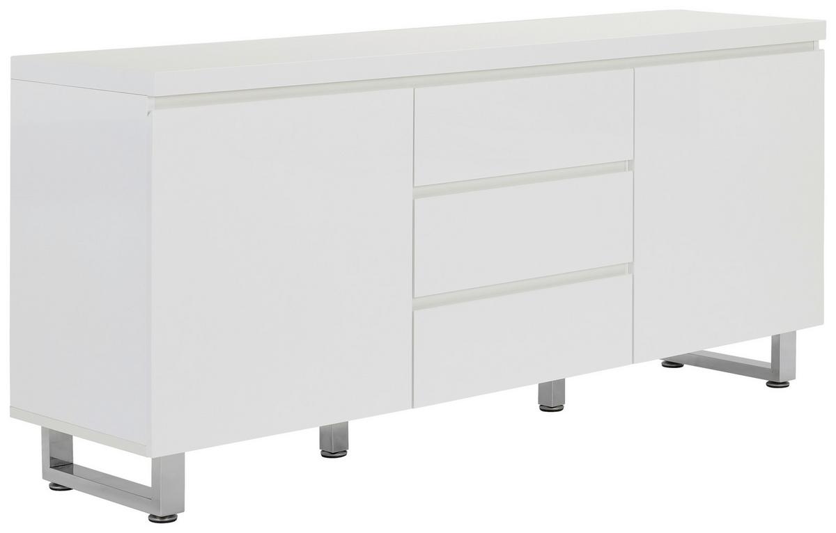 KOMODA SZEROKA SYDNEY - biały wysoki połysk/biały, Basics, materiał drewnopochodny/metal (167/74/42cm) - MID.YOU