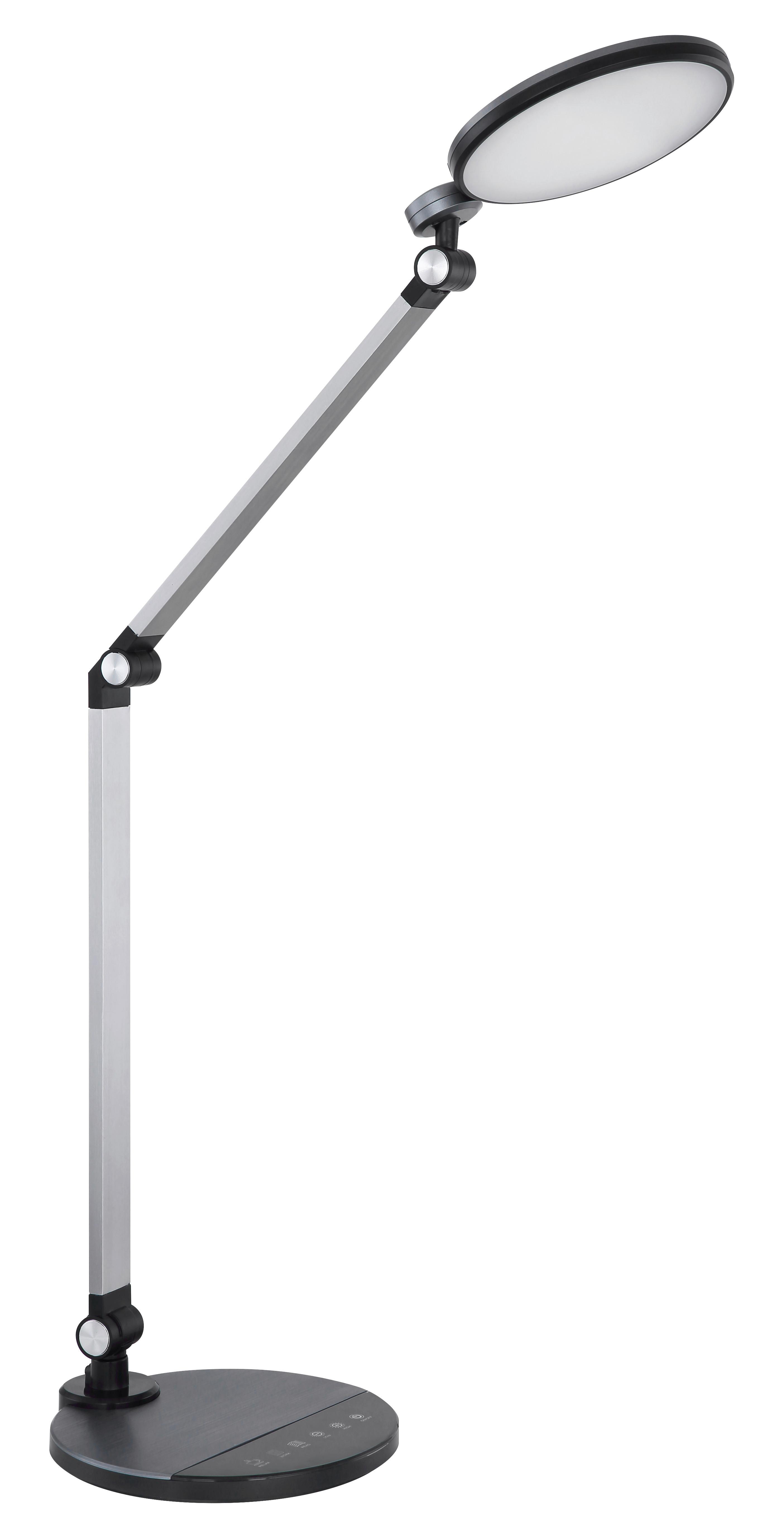 LED-Schreibtischleuchte Konsti Schwarz/Alu max. 10 Watt - Schwarz/Alufarben, Basics, Kunststoff/Metall (50/19,2/90,5cm) - Globo