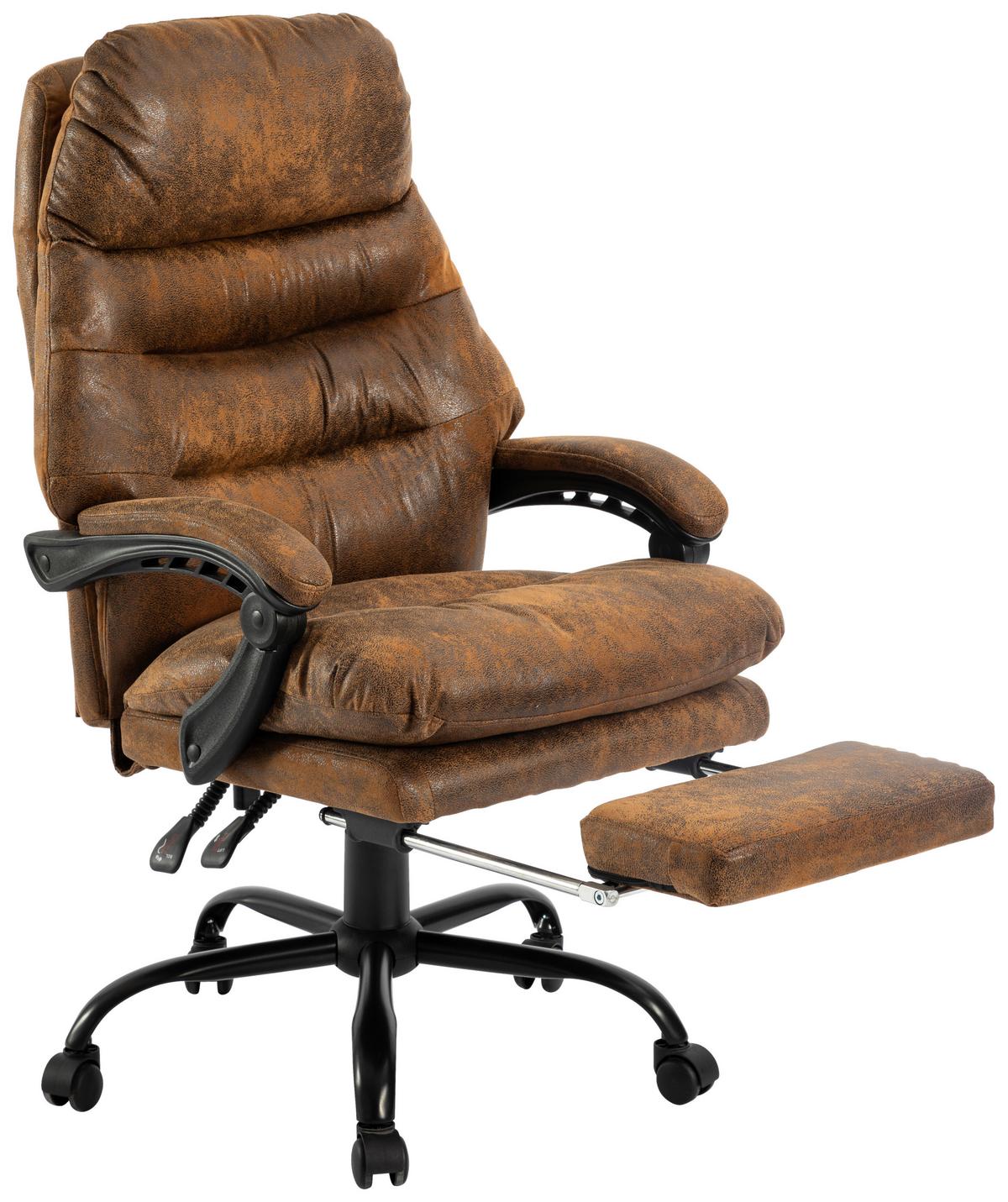 FOTEL SZEFA BIG BOSS - czarny/brązowy, Modern, tworzywo sztuczne/metal (64/114-122/72cm) - MID.YOU
