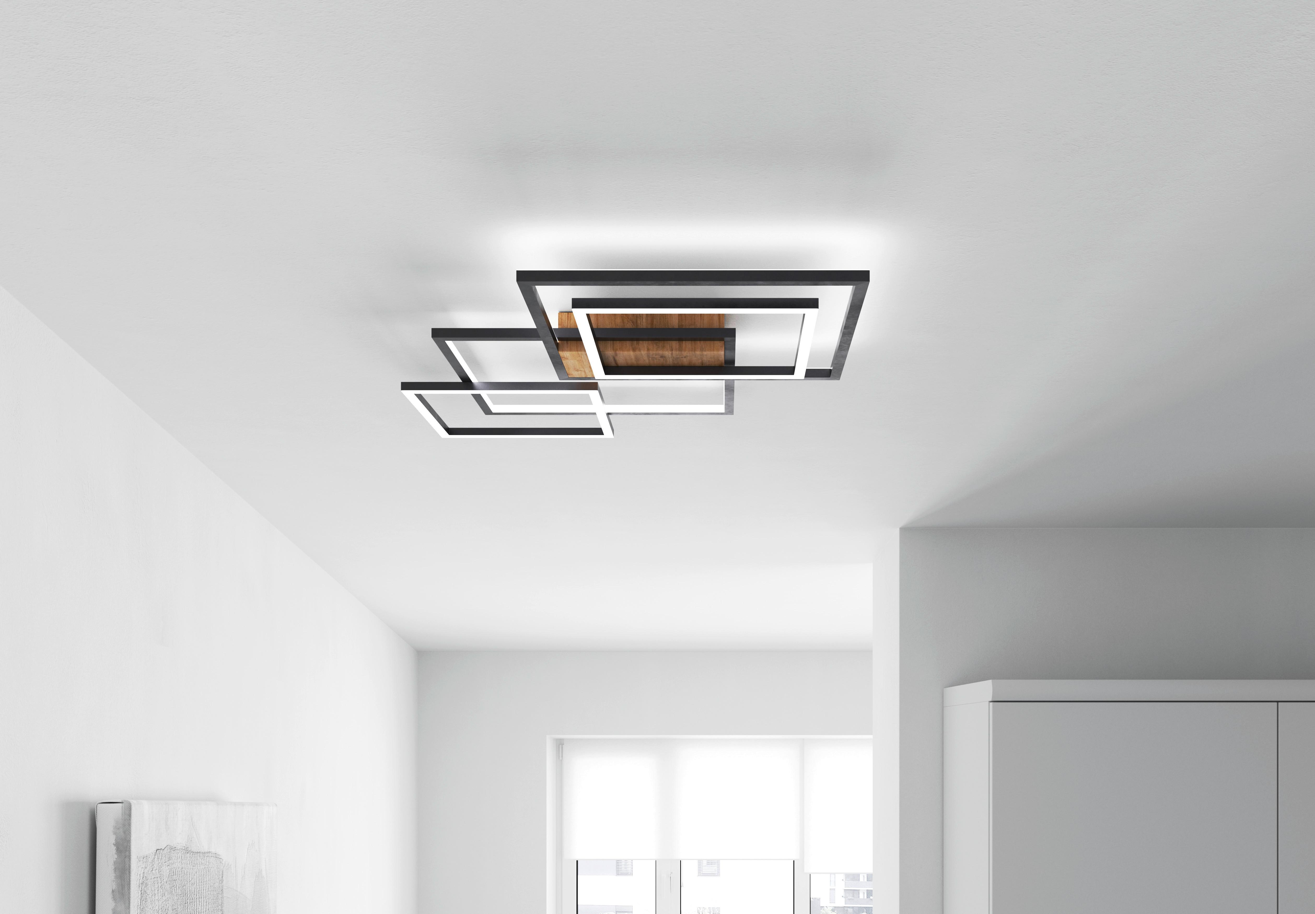 LAMPA SUFITOWA LED POWER WOOD *SBN*SH* - czarny/kolor orzecha włoskiego, Design, tworzywo sztuczne/metal (67/58/6cm) - Novel