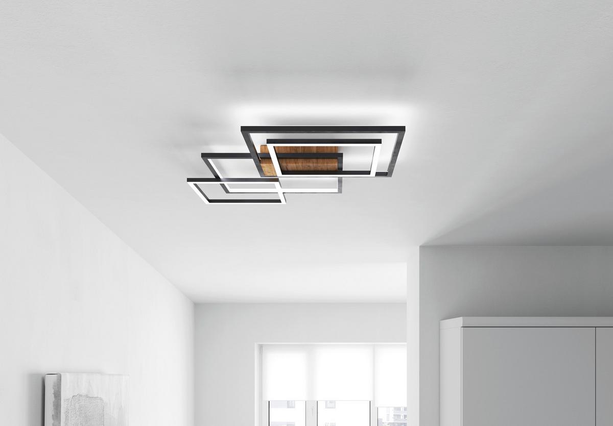 LAMPA SUFITOWA LED POWER WOOD *SBN*SH* - czarny/kolor orzecha włoskiego, Design, tworzywo sztuczne/metal (67/58/6cm) - Novel