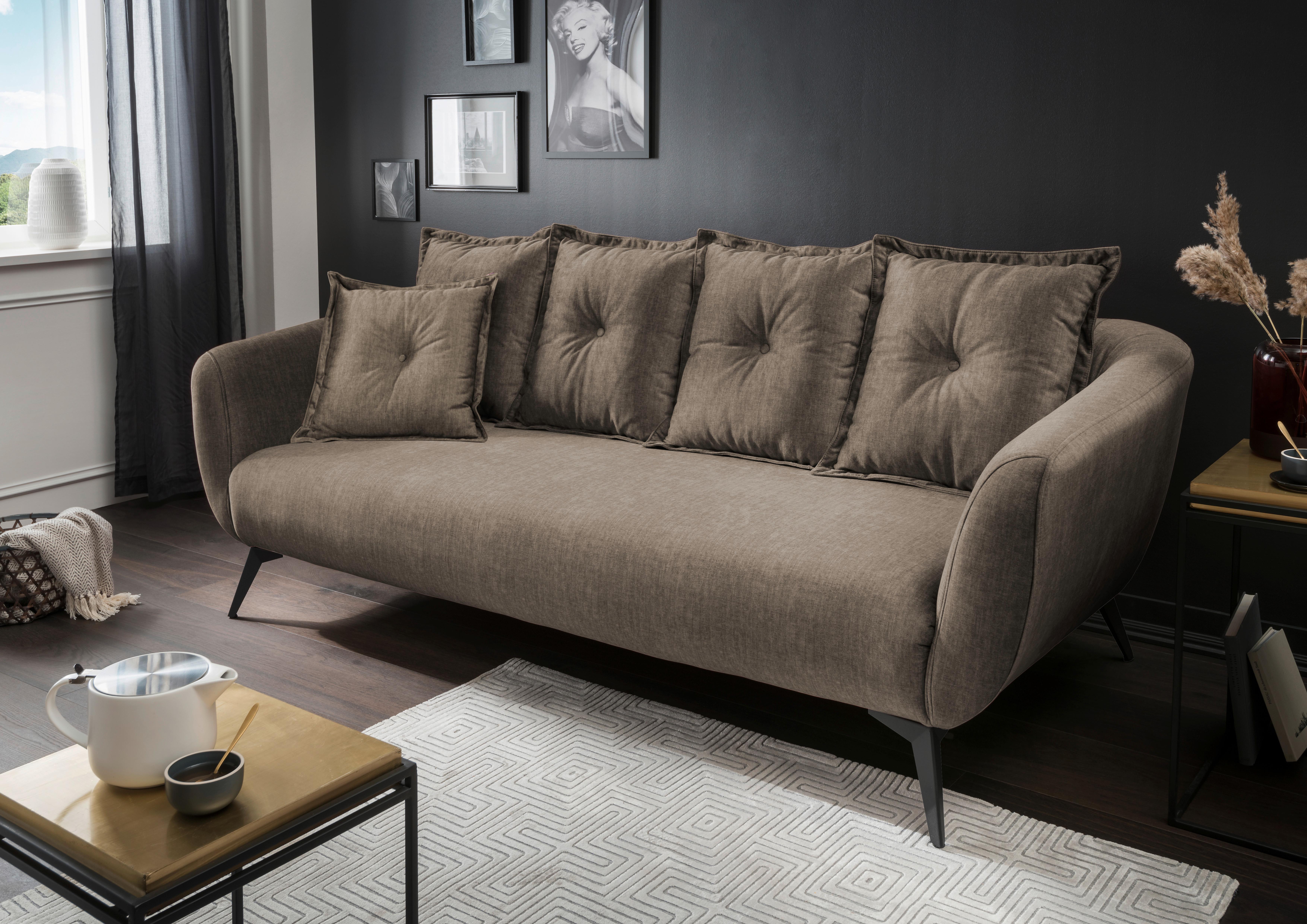 3-Sitzer-Sofa Baggio Braun Velours - Schwarz/Braun, MODERN, Holz/Textil (236/94/103cm) - Livetastic