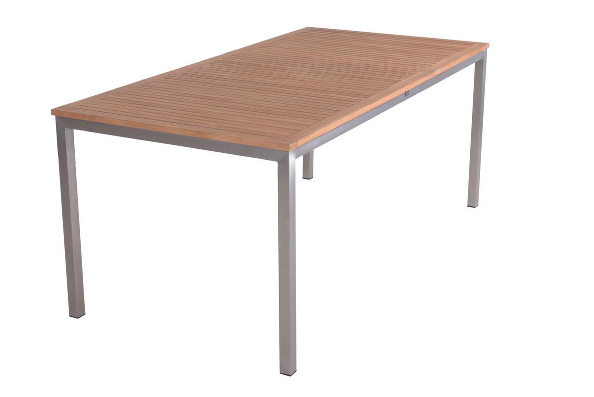 Gartentischgruppe Denver ca. 190x280 cm Teakholz - Silberfarben/Braun, Basics, Holz/Kunststoff (190/75/280cm) - Gardenson