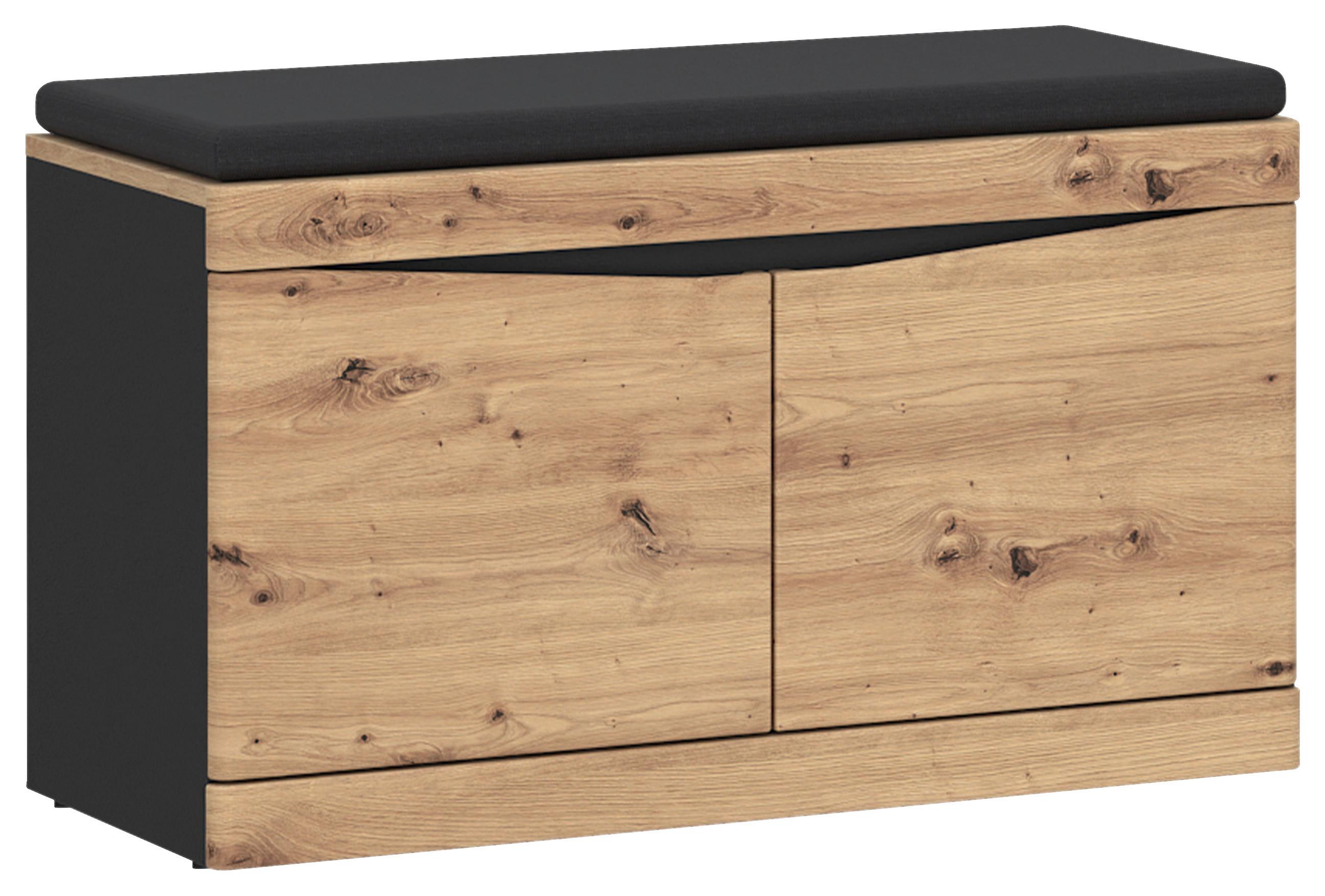 Garderobna Klop Turino, Barva Hrasta, Antracit - Moderno, umetna masa/leseni material (86/49/39,9cm)