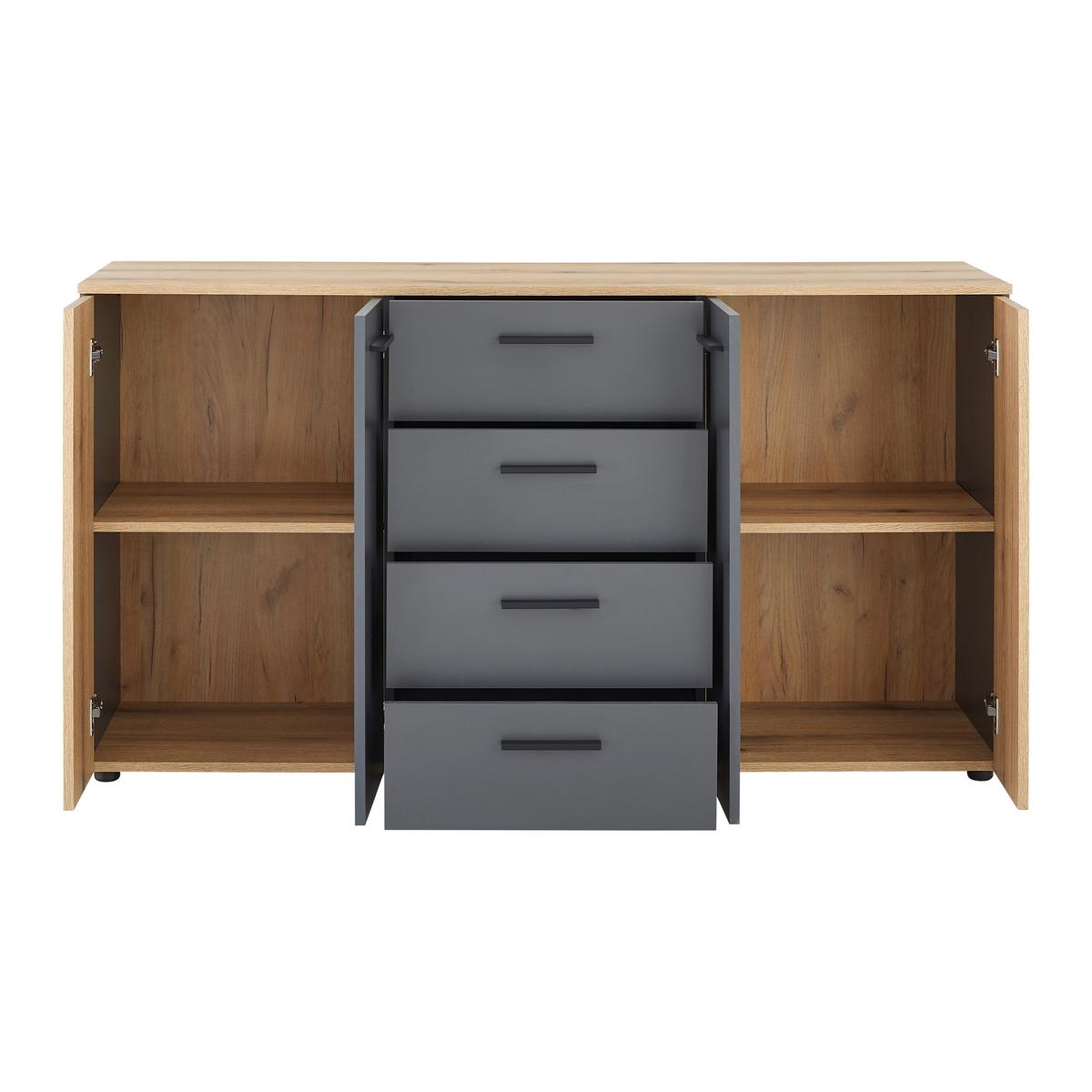 Kommode Cadix Anthrazit/Eichefarben - Eichefarben/Anthrazit, Konventionell, Holzwerkstoff/Kunststoff (150/83/42cm) - Mömax