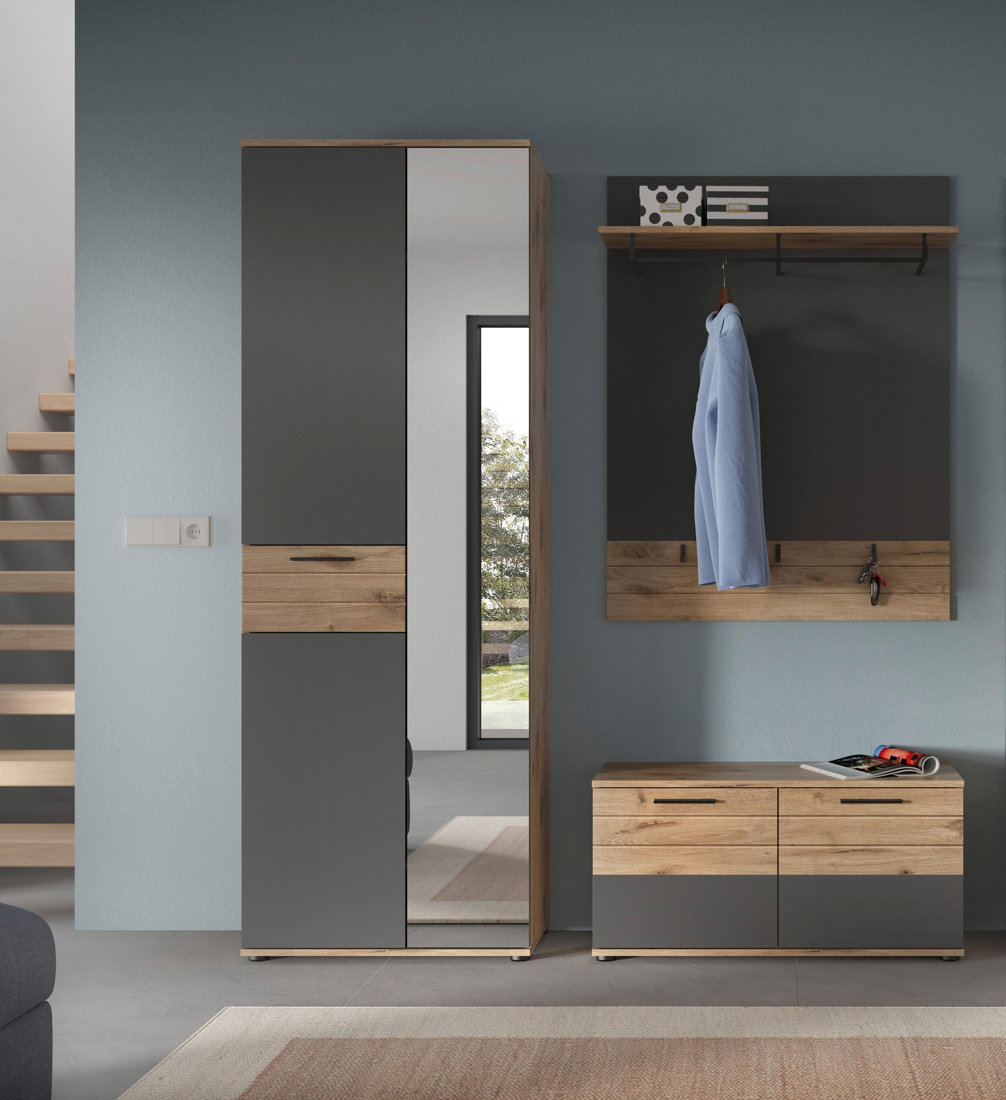Garderobe Mason 3-teilig ca.175x200x38cm Grau - Holzwerkstoff (175/200/38cm) - MID.YOU