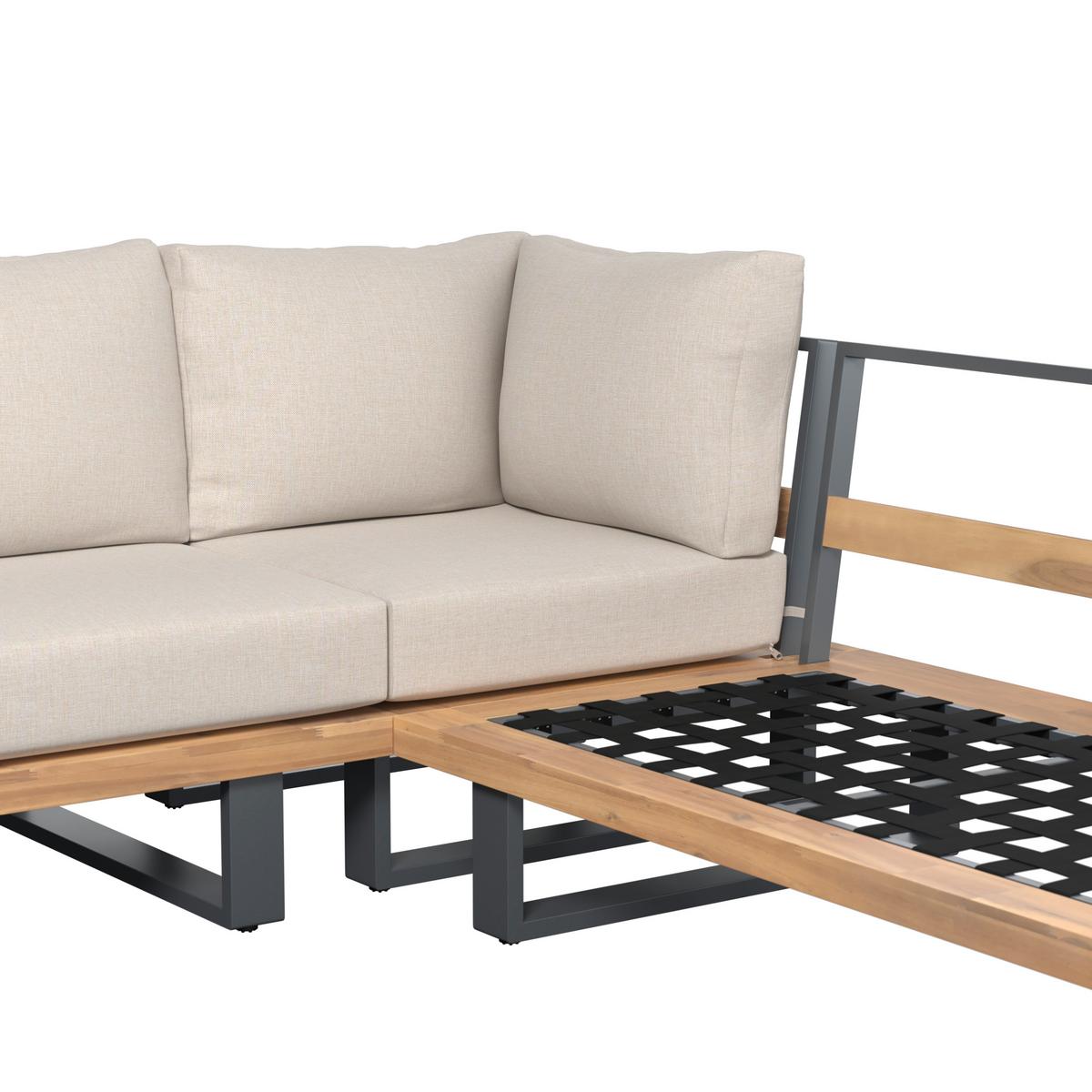 LOUNGEGARNITUR GABRIEL - Akaziefarben, Natur, Holz/Metall (173/73/82cm) - Mömax