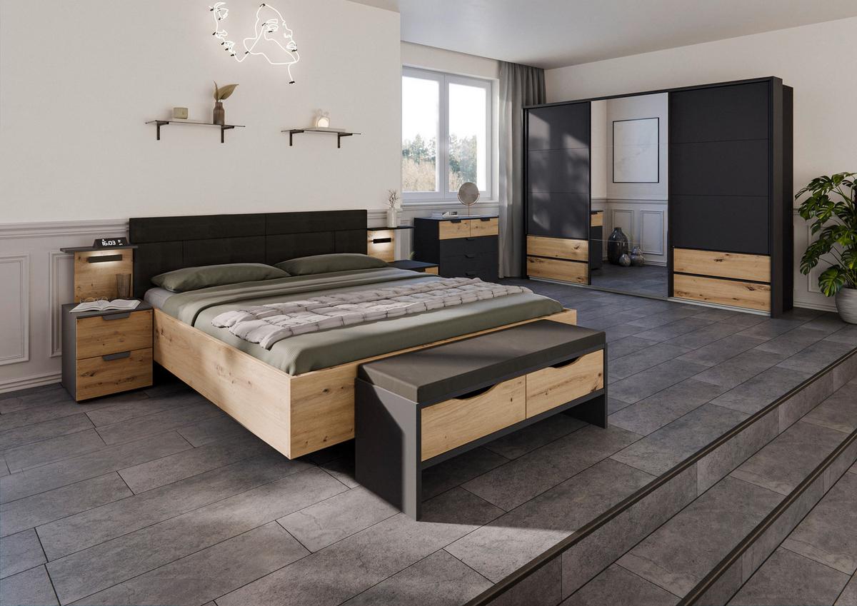 Noćni Ormarić Karpo - siva/hrast Artisan, Moderno, drvni materijal/metal (40/49/42cm) - Premium Living