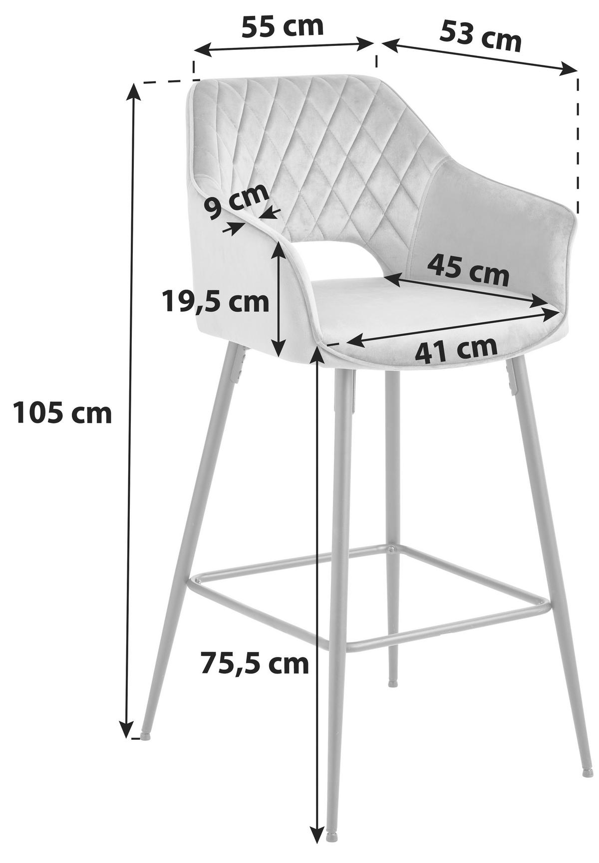 STOŁEK BAROWY PORTOFINO - czarny/taupe, Modern, metal/tkanina (55/105/53cm) - MID.YOU